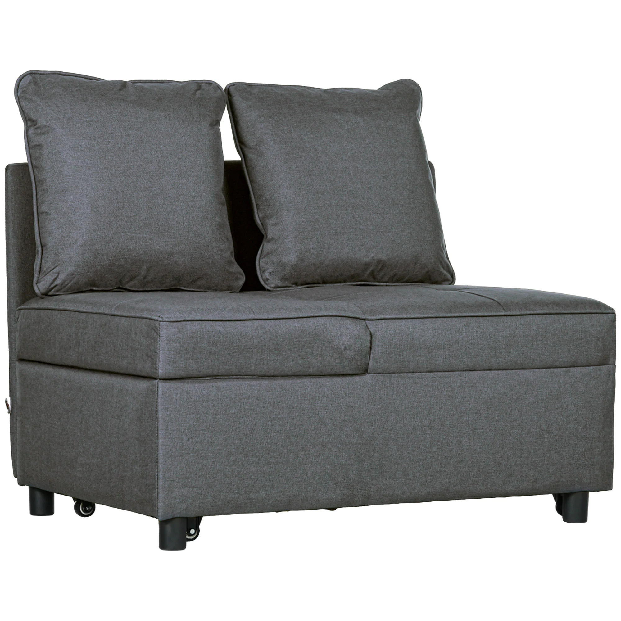 Convertible Single Sofa Bed w/ Thick Padded, 3-in-1 Multi-Functional Sofa with Wheels, Grey - Image 2