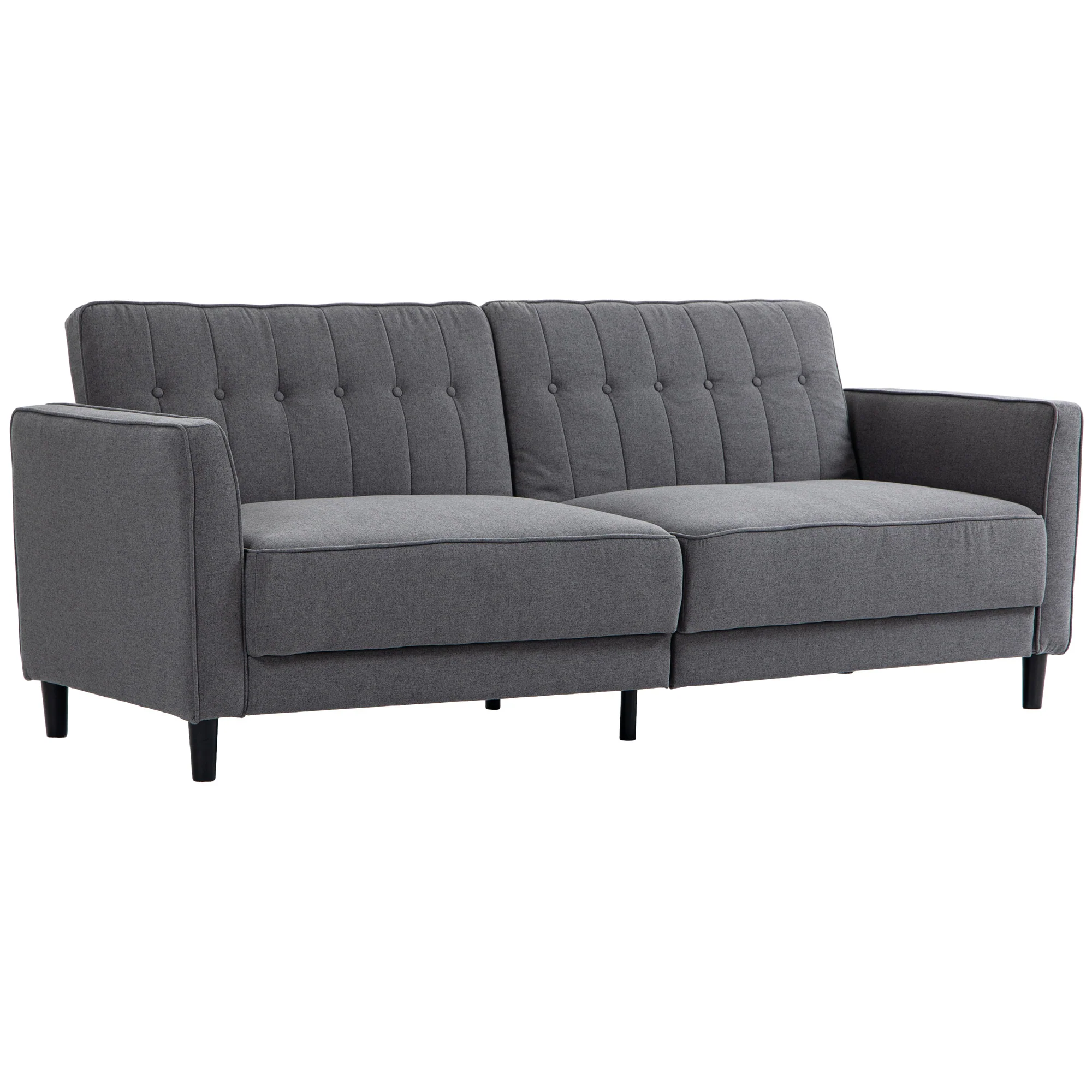 Convertible Sofa Bed with Adjustable Back Button Tufted Design Charcoal, Grey