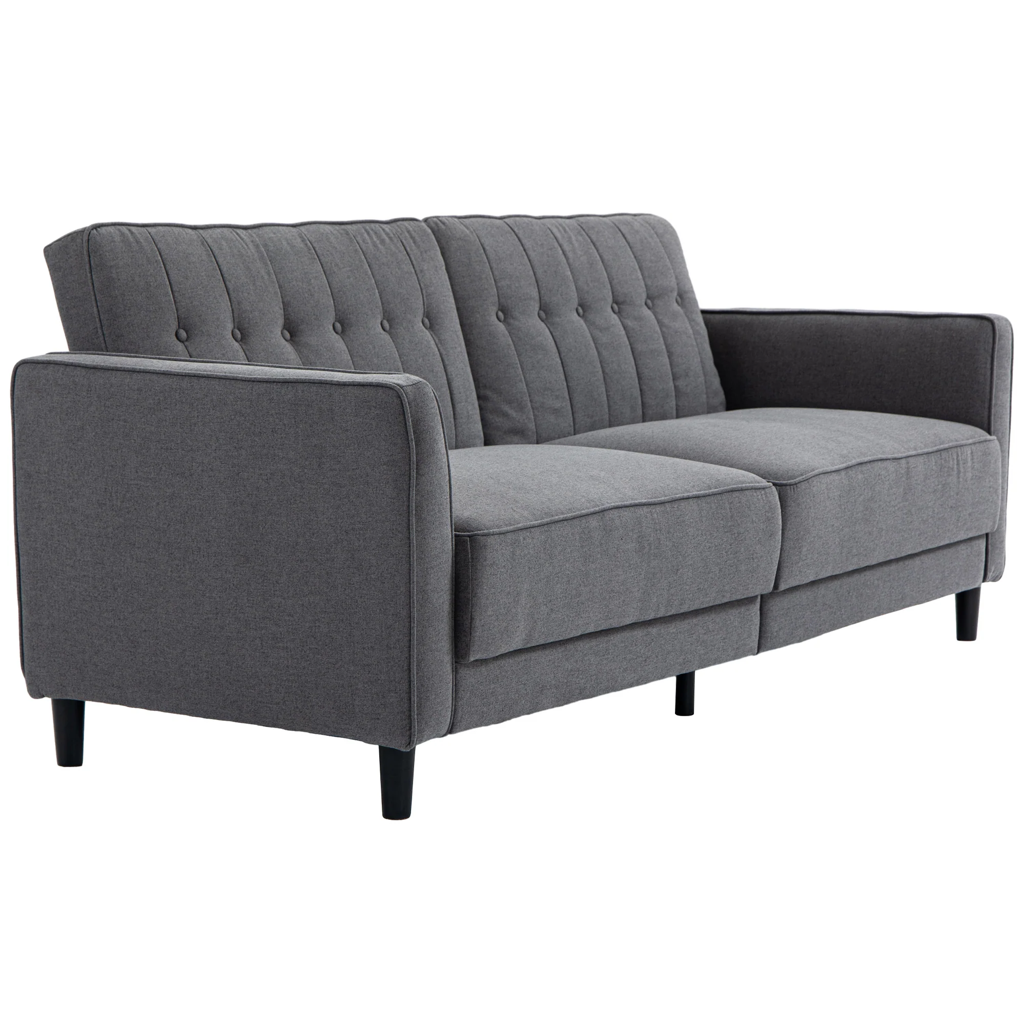 Convertible Sofa Bed with Adjustable Back Button Tufted Design Charcoal, Grey - Image 2