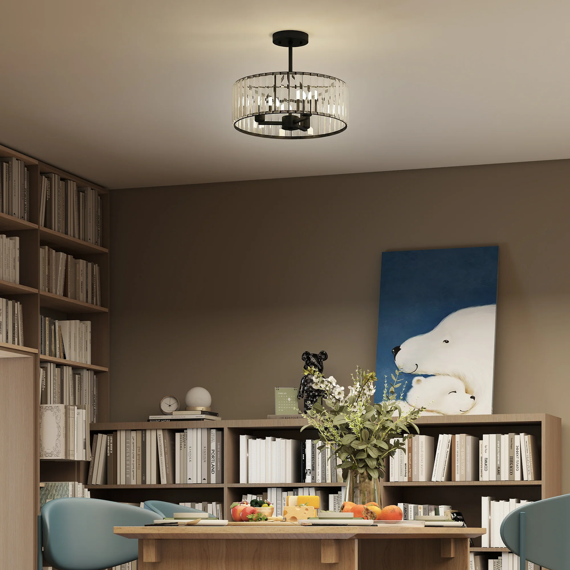 Elegant Crystal E14 Ceiling Light with Sparkling Refraction for Living Room, Black - Image 8