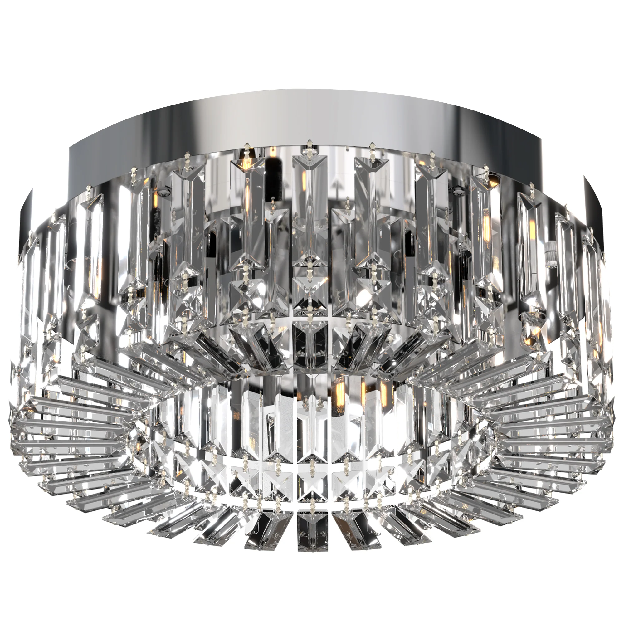 Elegant Crystal Droplet Chandelier, 6-Light Flush Mount Ceiling Light, Silver Tone - Image 2