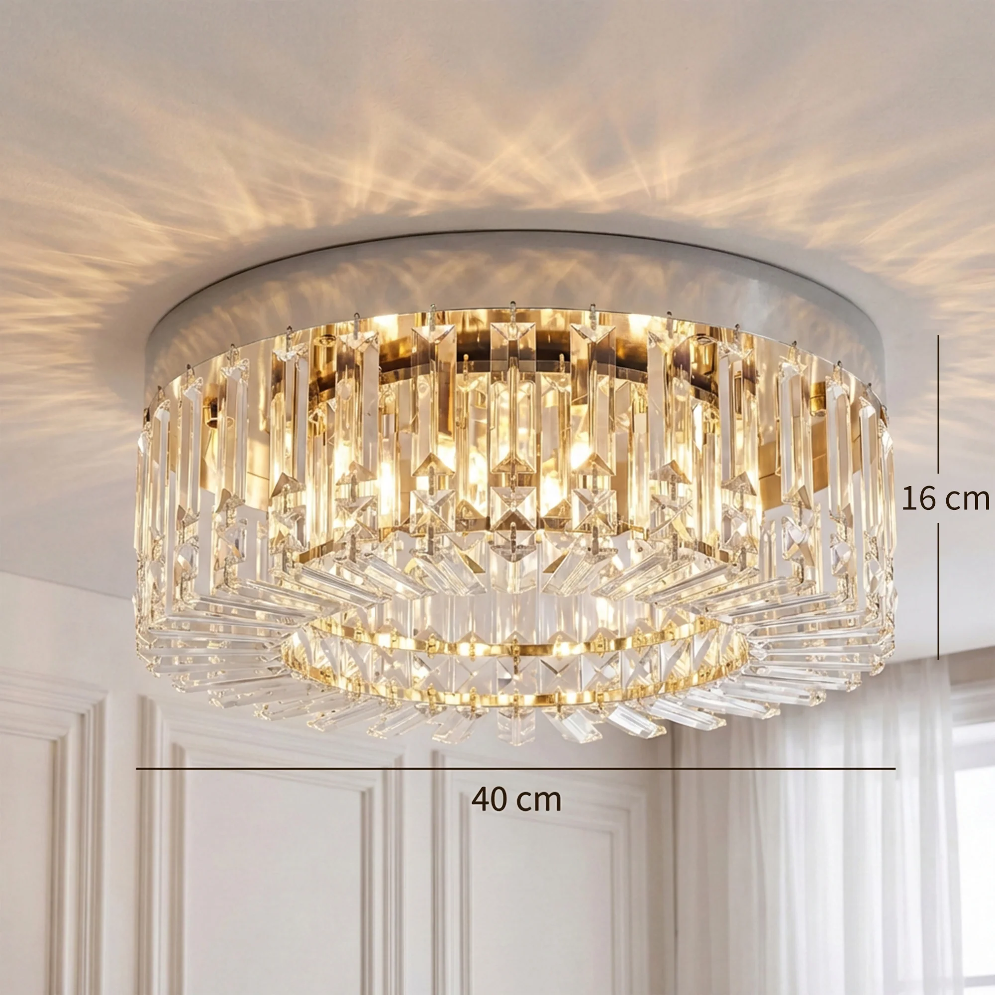 Elegant Crystal Droplet Chandelier, 6-Light Flush Mount Ceiling Light, Silver Tone - Image 5