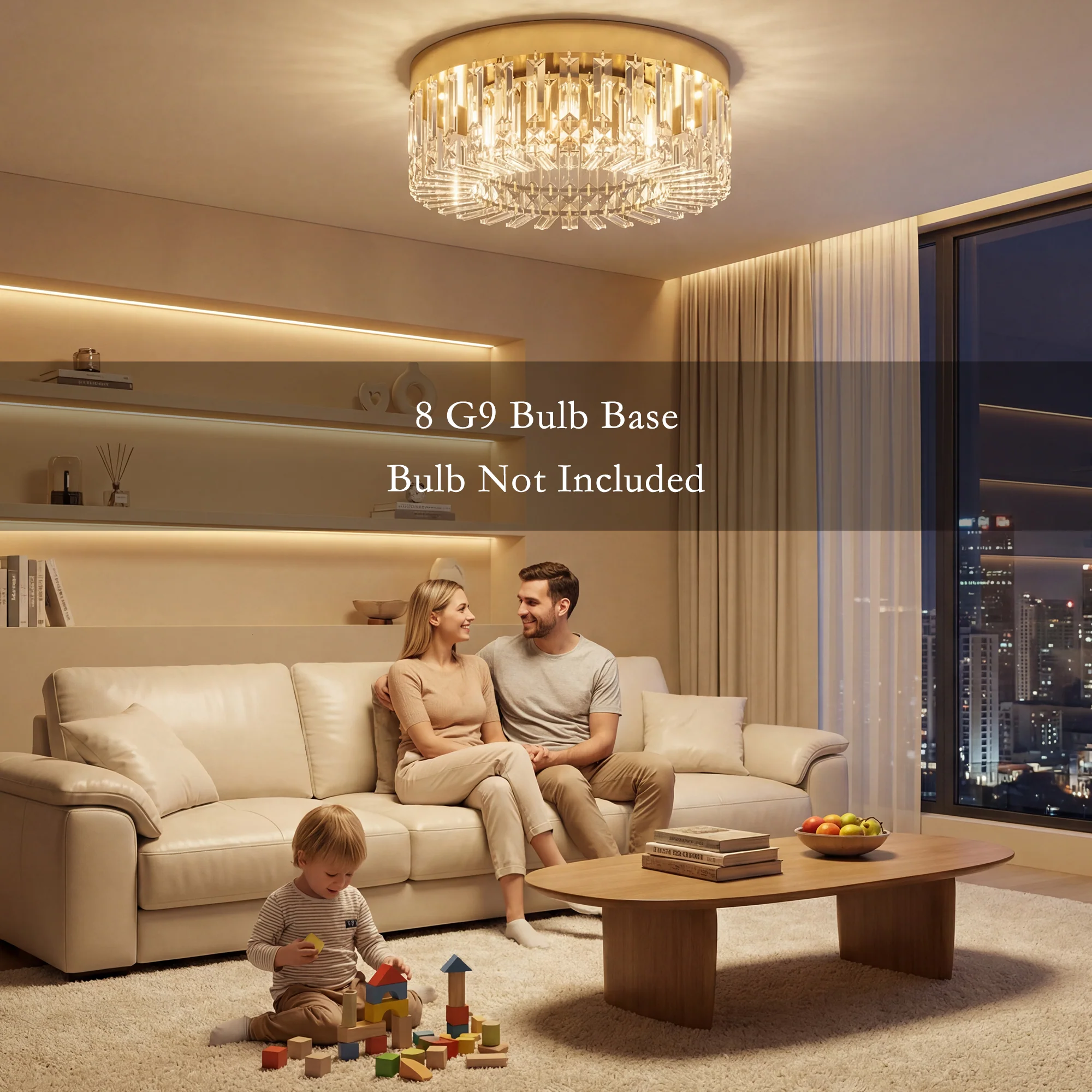 Crystal Chandeliers Ceiling Light with 160 Crystal Pendants, Modern 6-Light Flush Mount Ceiling Light for Living Room, Bedroom, Dining Room, Hall, Gold Tone - Image 6