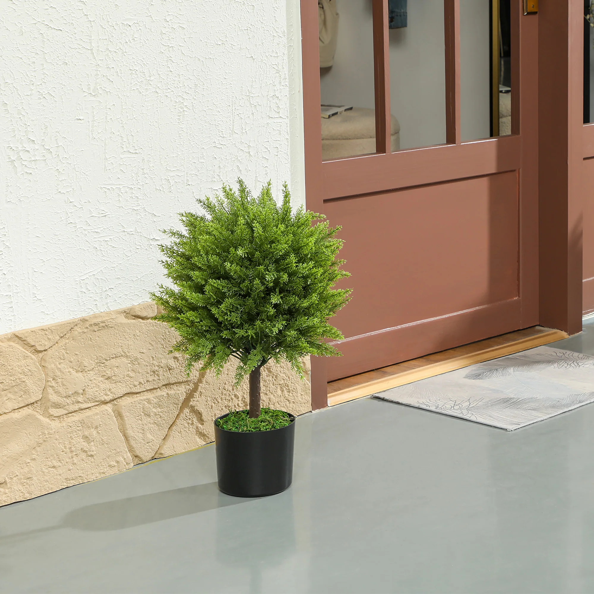 Decorative Artificial Plant, Cedar Topiary Tree in Pot, Fake Plants for Home Indoor outdoor Decor, 21.7 inch, Green - Image 10
