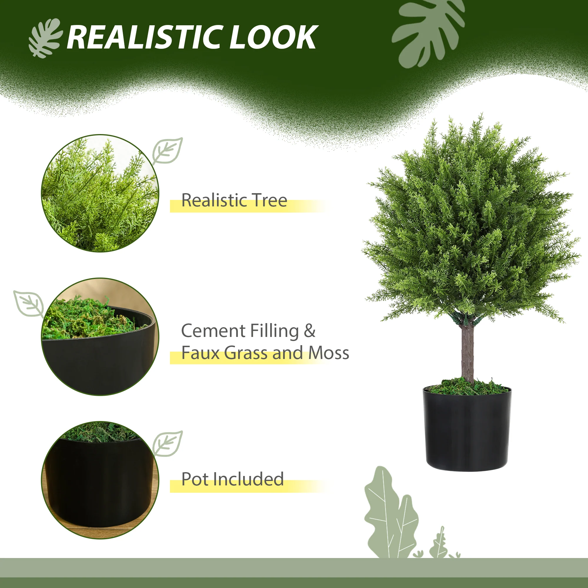 Decorative Artificial Plant, Cedar Topiary Tree in Pot, Fake Plants for Home Indoor outdoor Decor, 21.7 inch, Green - Image 6
