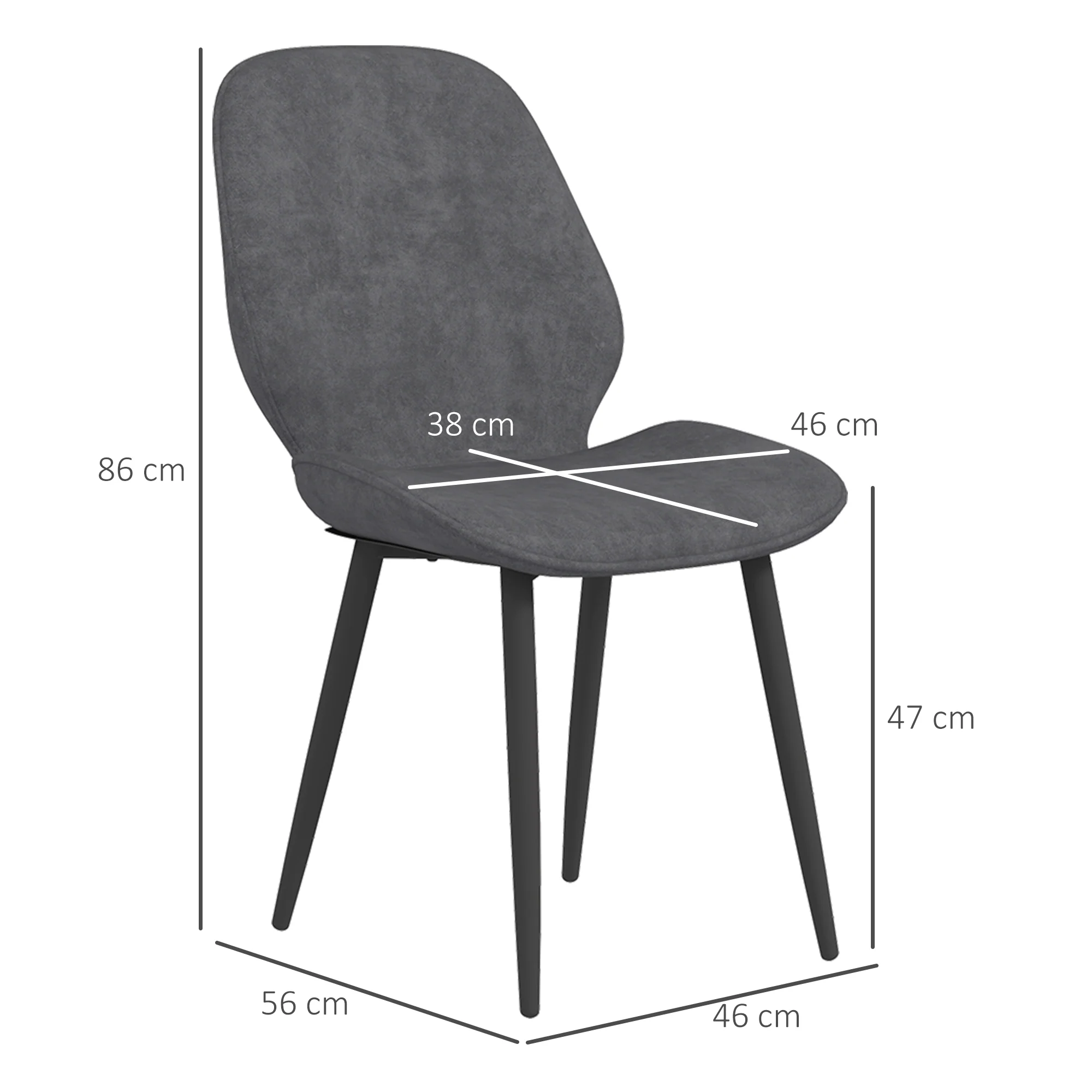 Velvet Fabric Upholstered Dining Chairs Set of 2 with Solid Metal Legs, Grey - Image 5