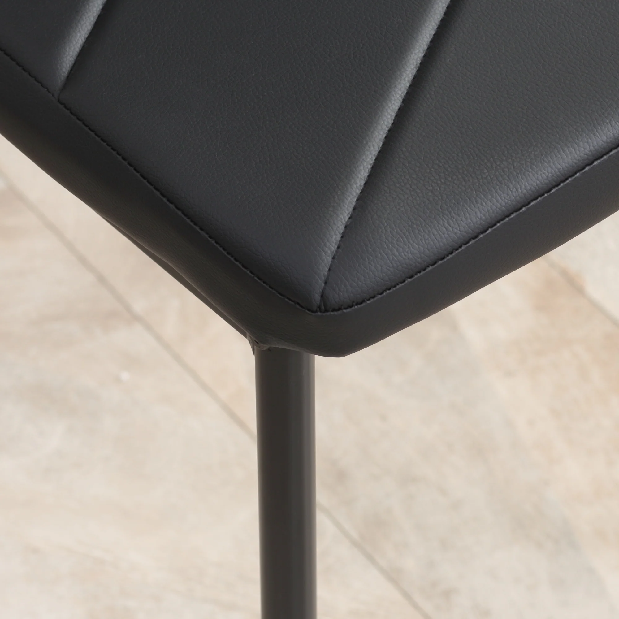 Set of 4 Modern Faux Leather Dining Chairs with Steel Legs, Black - Image 10