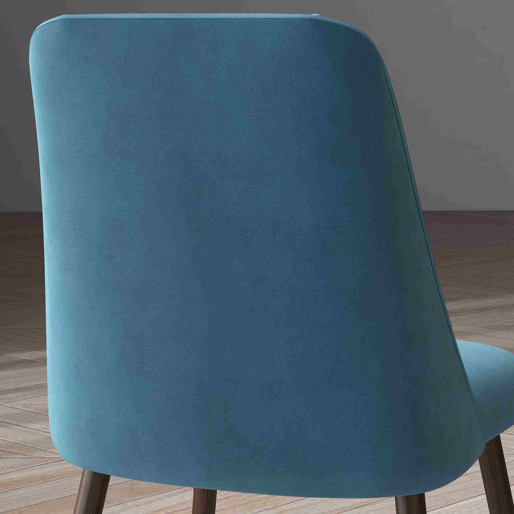 Set of 4 Velvet Dining Chairs with Wood-Grain Steel Legs, Blue - Image 10