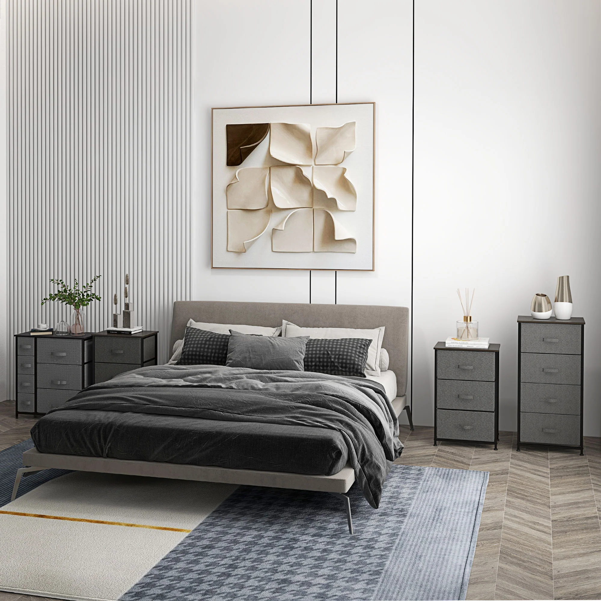 Tall Dresser for Bedroom with 7 Drawers, Closet Fabric Dresser with Metal Frame, Dark Grey - Image 11