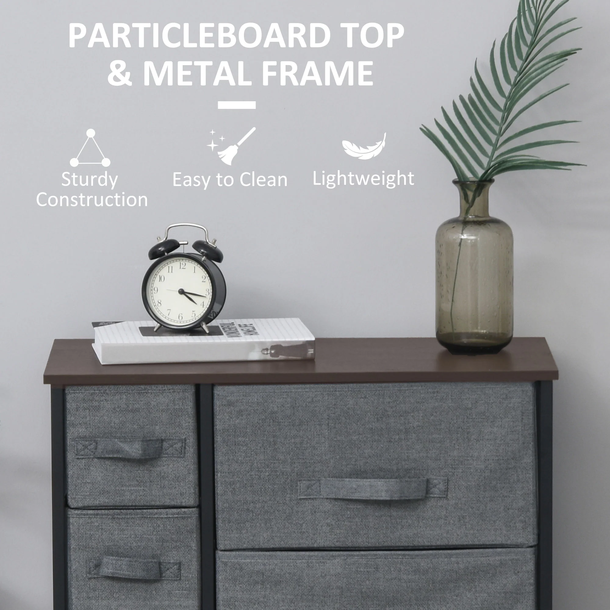 Tall Dresser for Bedroom with 7 Drawers, Closet Fabric Dresser with Metal Frame, Dark Grey - Image 8