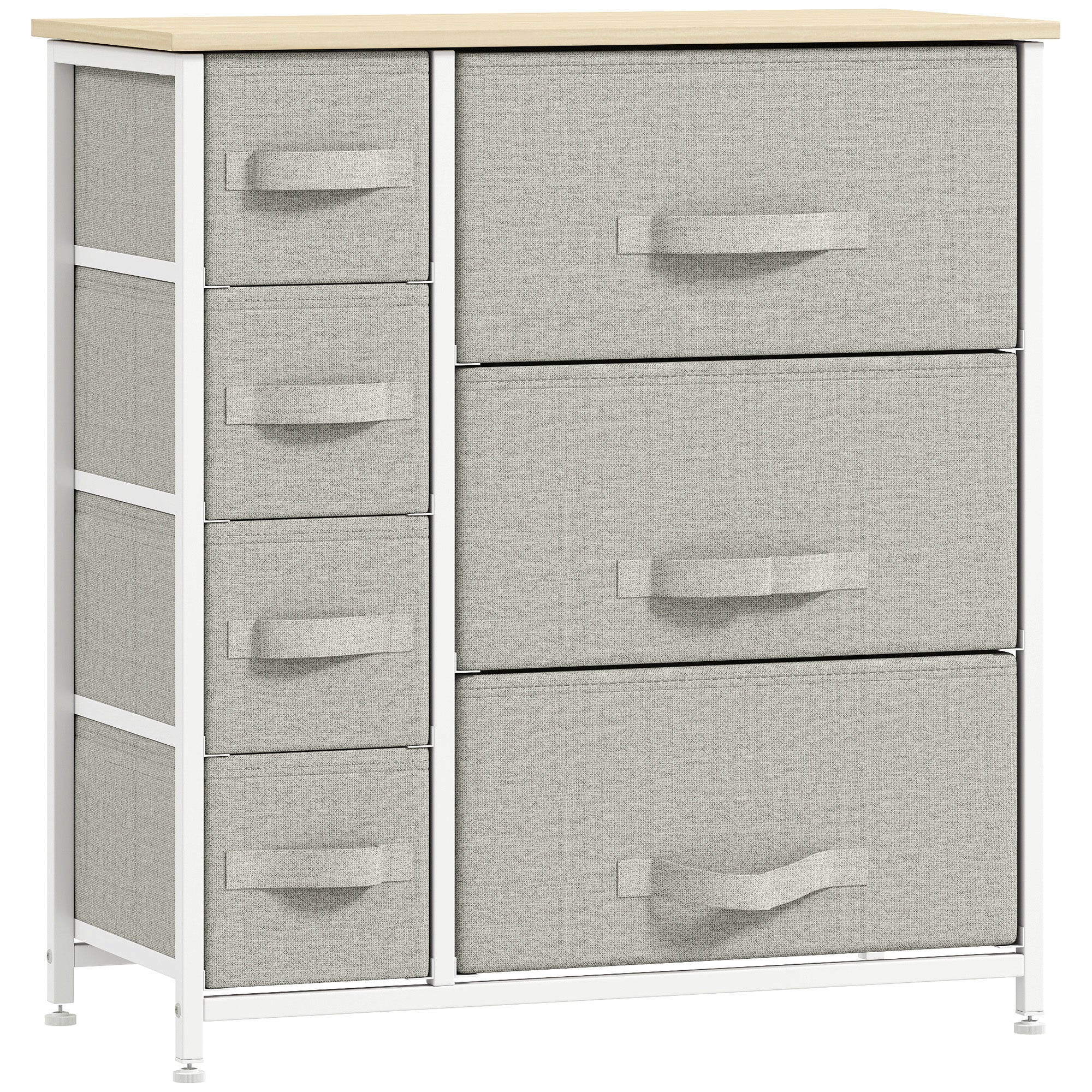 Closet Fabric Dresser with 7 Drawers & Metal Frame for Entryway, Hallway, Light Grey