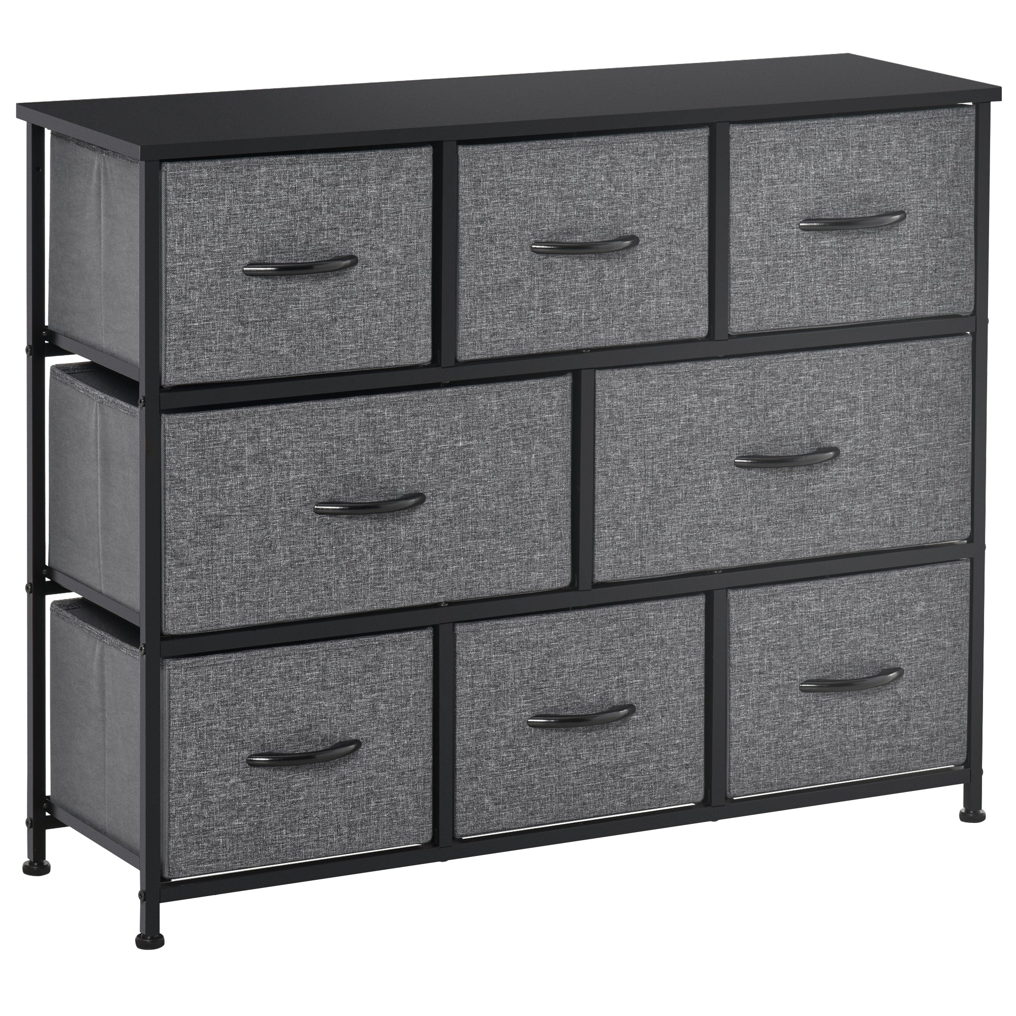 8-Drawer Dresser, 3-Tier Fabric Storage Tower w/ Steel Frame & Wooden Top for Closets, Black - Image 12