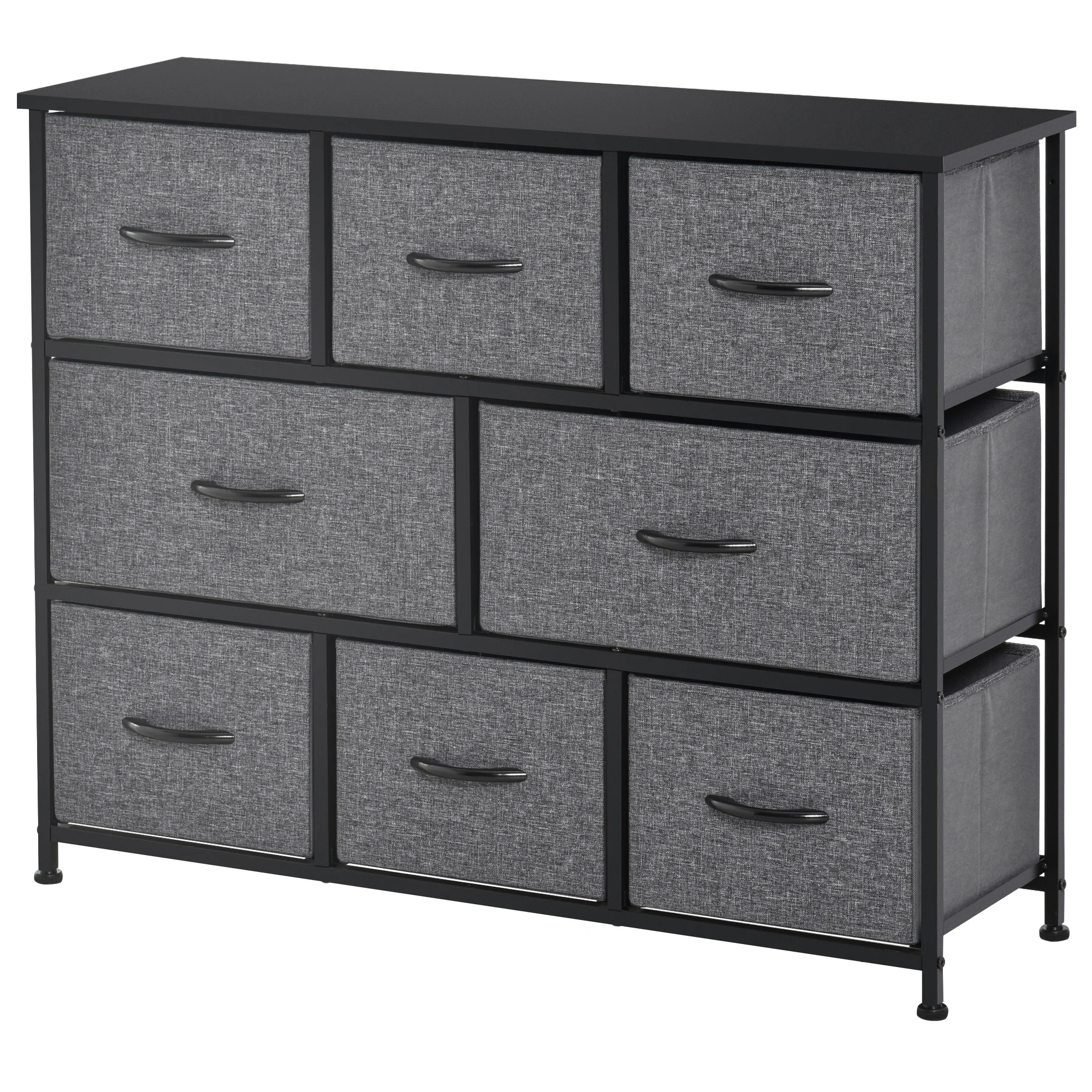 8-Drawer Dresser, 3-Tier Fabric Storage Tower w/ Steel Frame & Wooden Top for Closets, Black - Image 2