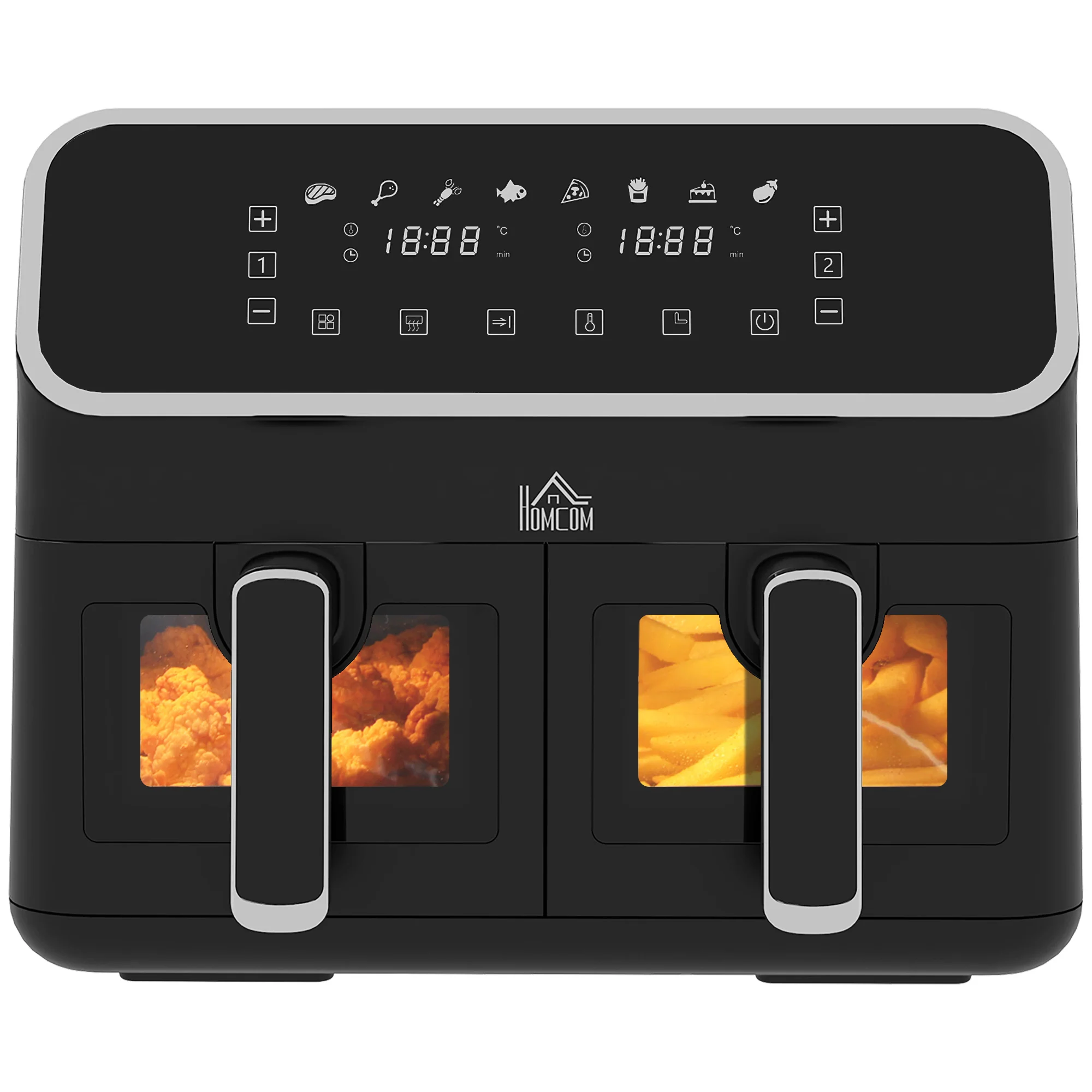 Fry Dual Zone Air Fryer with 8-In-1 Presets, Smart Finish & Visual Window, 2700W, Silver - Image 2