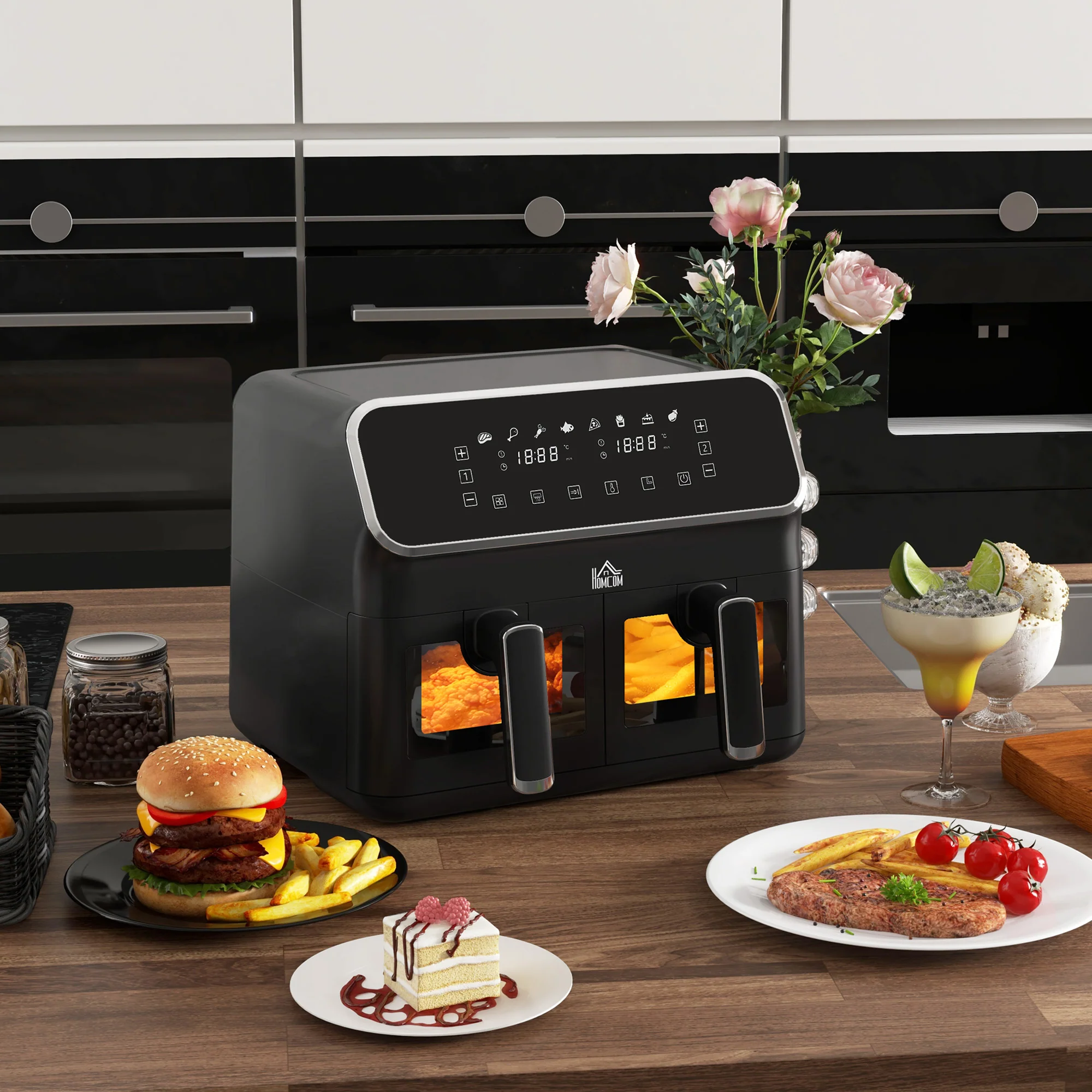 Fry Dual Zone Air Fryer with 8-In-1 Presets, Smart Finish & Visual Window, 2700W, Silver - Image 3