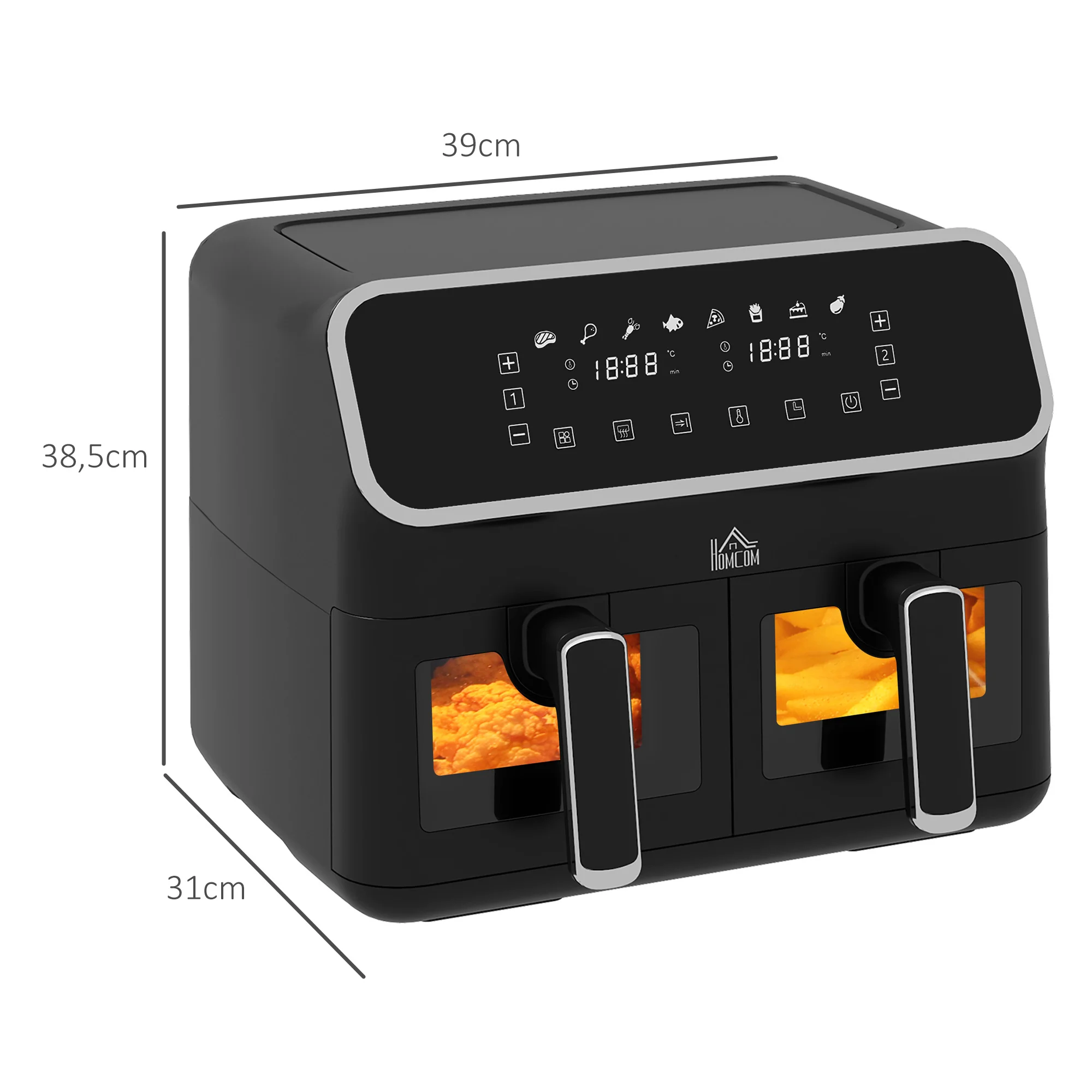 Fry Dual Zone Air Fryer with 8-In-1 Presets, Smart Finish & Visual Window, 2700W, Silver - Image 5