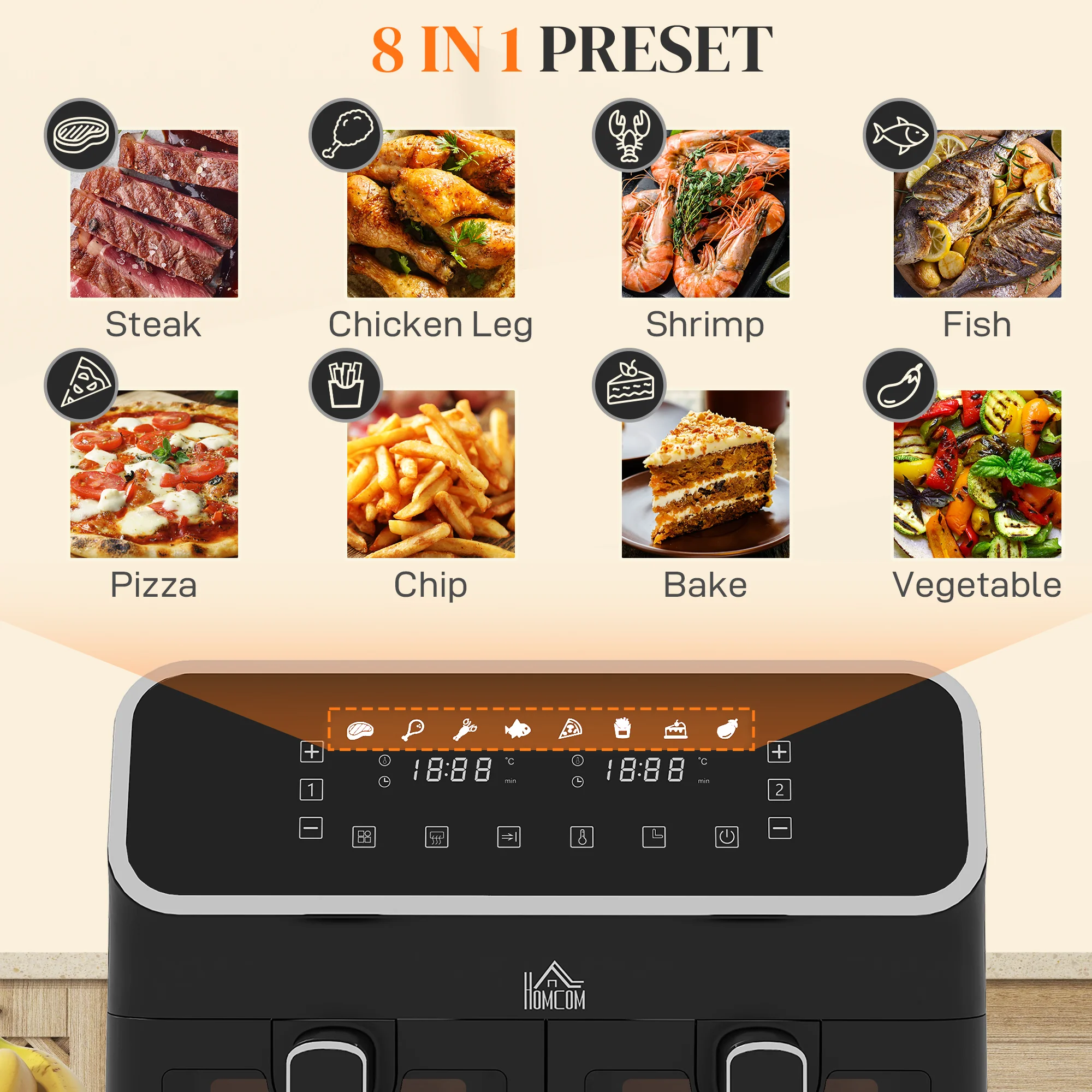 Fry Dual Zone Air Fryer with 8-In-1 Presets, Smart Finish & Visual Window, 2700W, Silver - Image 7