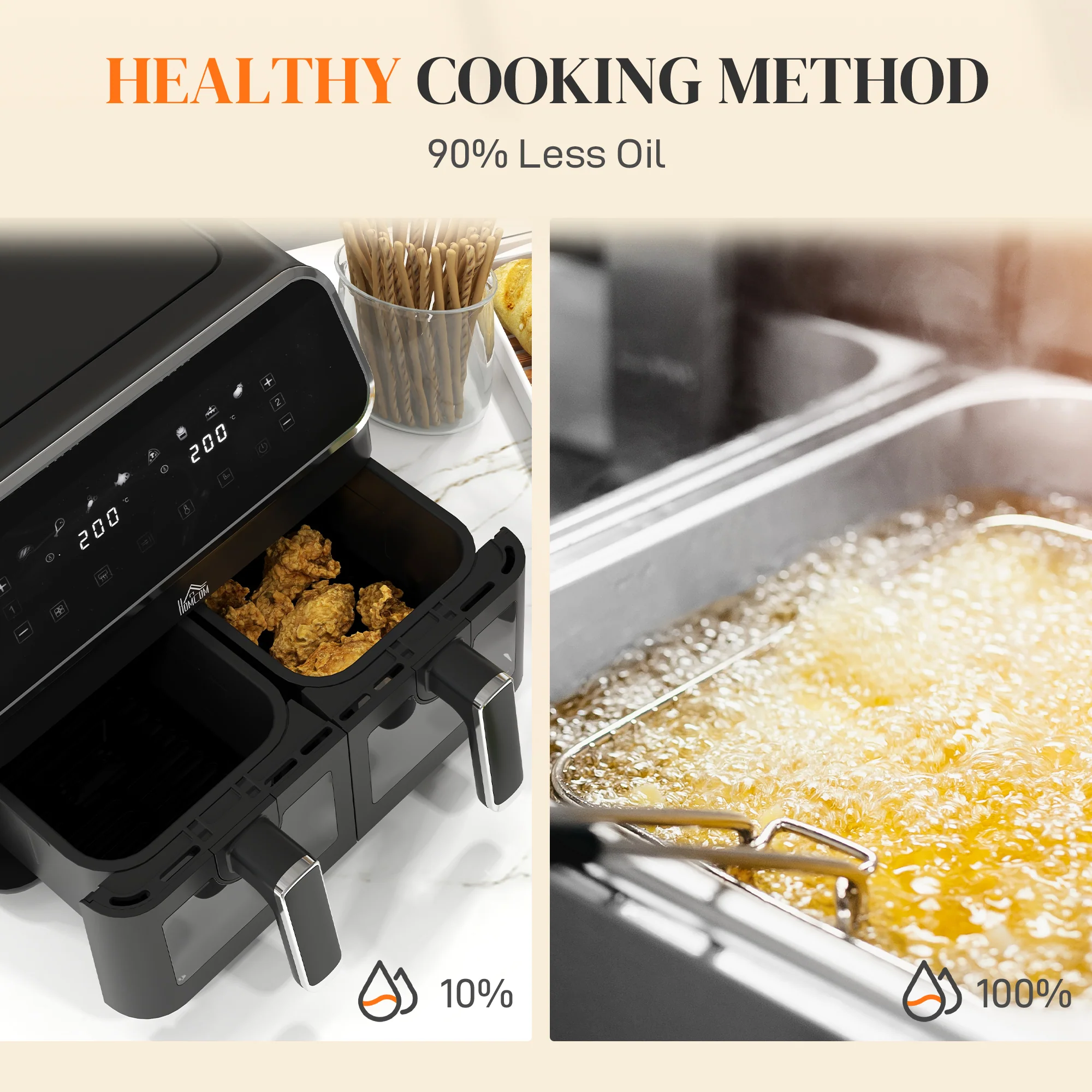 Fry Dual Zone Air Fryer with 8-In-1 Presets, Smart Finish & Visual Window, 2700W, Silver - Image 8