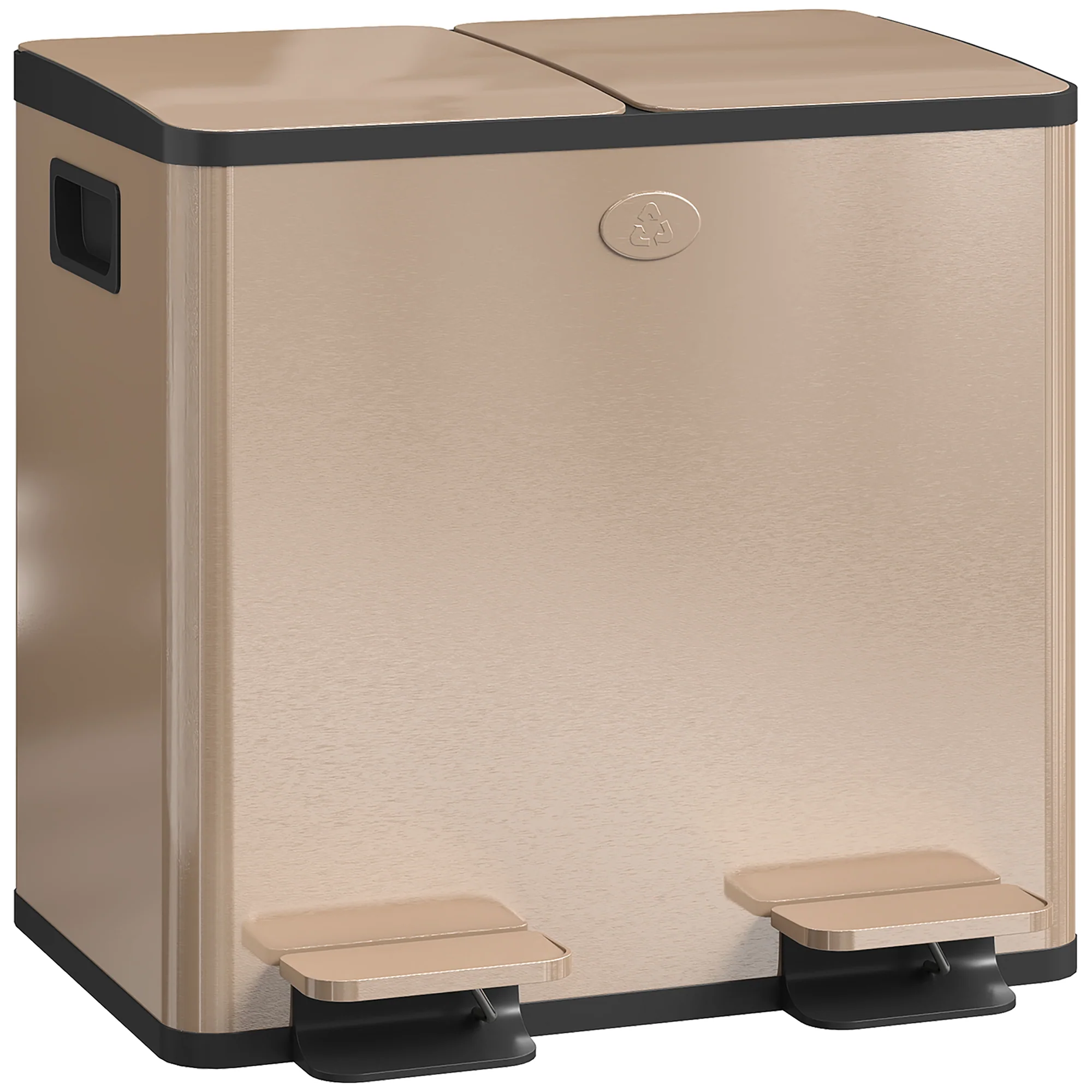 Dual Kitchen Bin, 2 x 15L Stainless Steel Double Rubbish Bin with Soft Close Lid, Gold Tone - Image 12