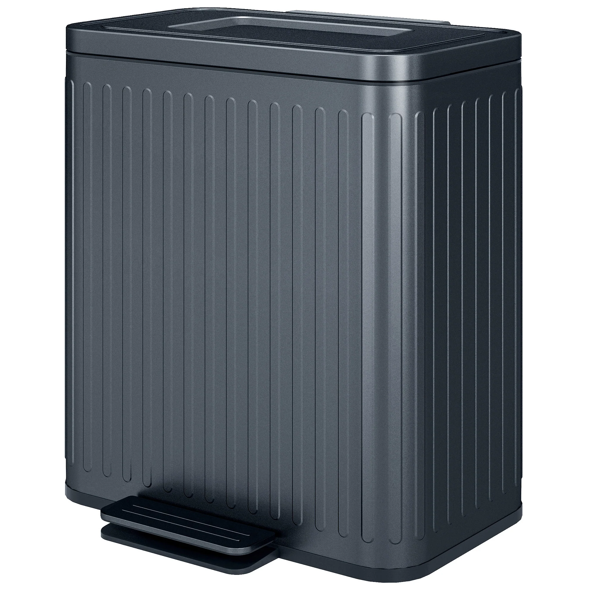 2 x 20L Double Bin Pedal Bin with Soft-Close Lid, Removable Inner Buckets, Black - Image 2