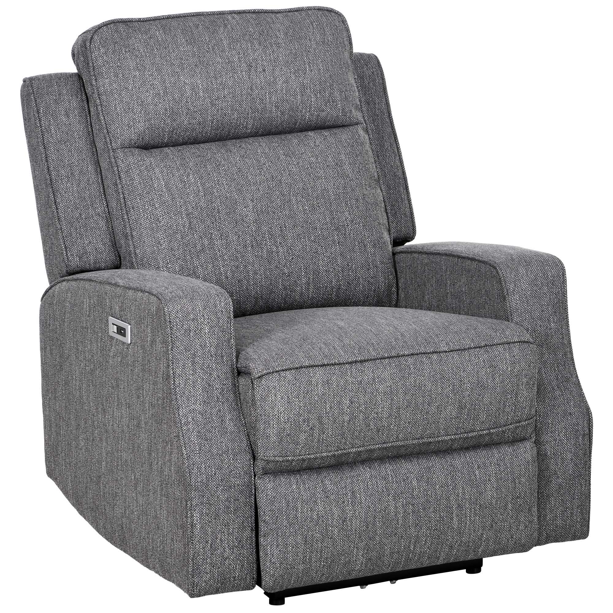 Electric Recliner Armchair, Fabric Reclining Chair with Adjustable Leg Rest, Charcoal Grey