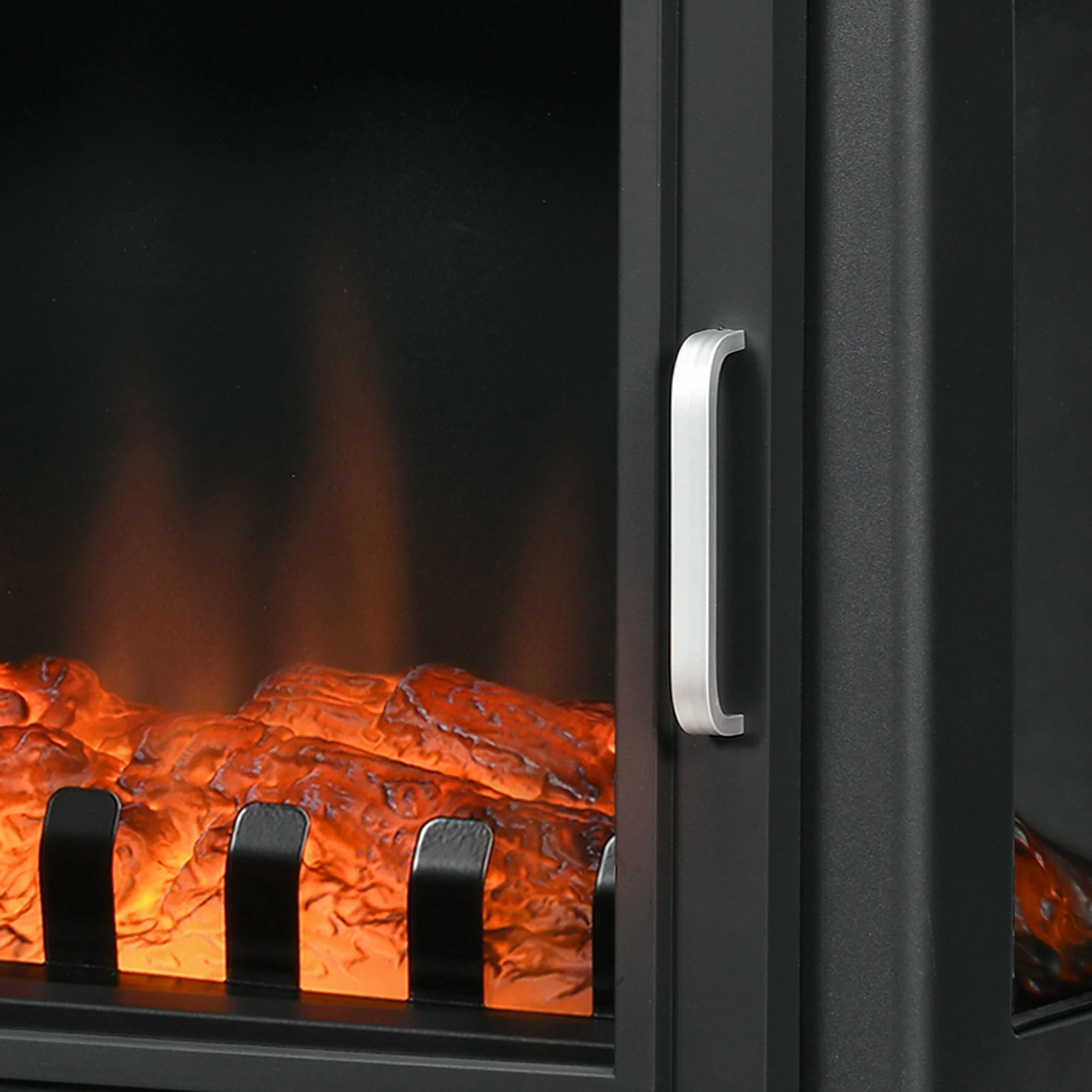 24" Electric Fireplace Heater with Realistic Log Flame & Adjustable Temp, 1500W, Black - Image 9