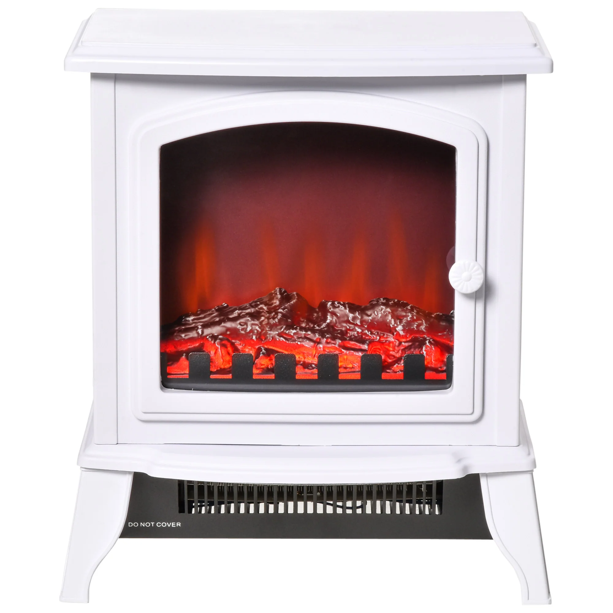 Freestanding Fireplace Stove with Flame Effect, Overheat Safety Protection, 750W/1500W White - Image 2
