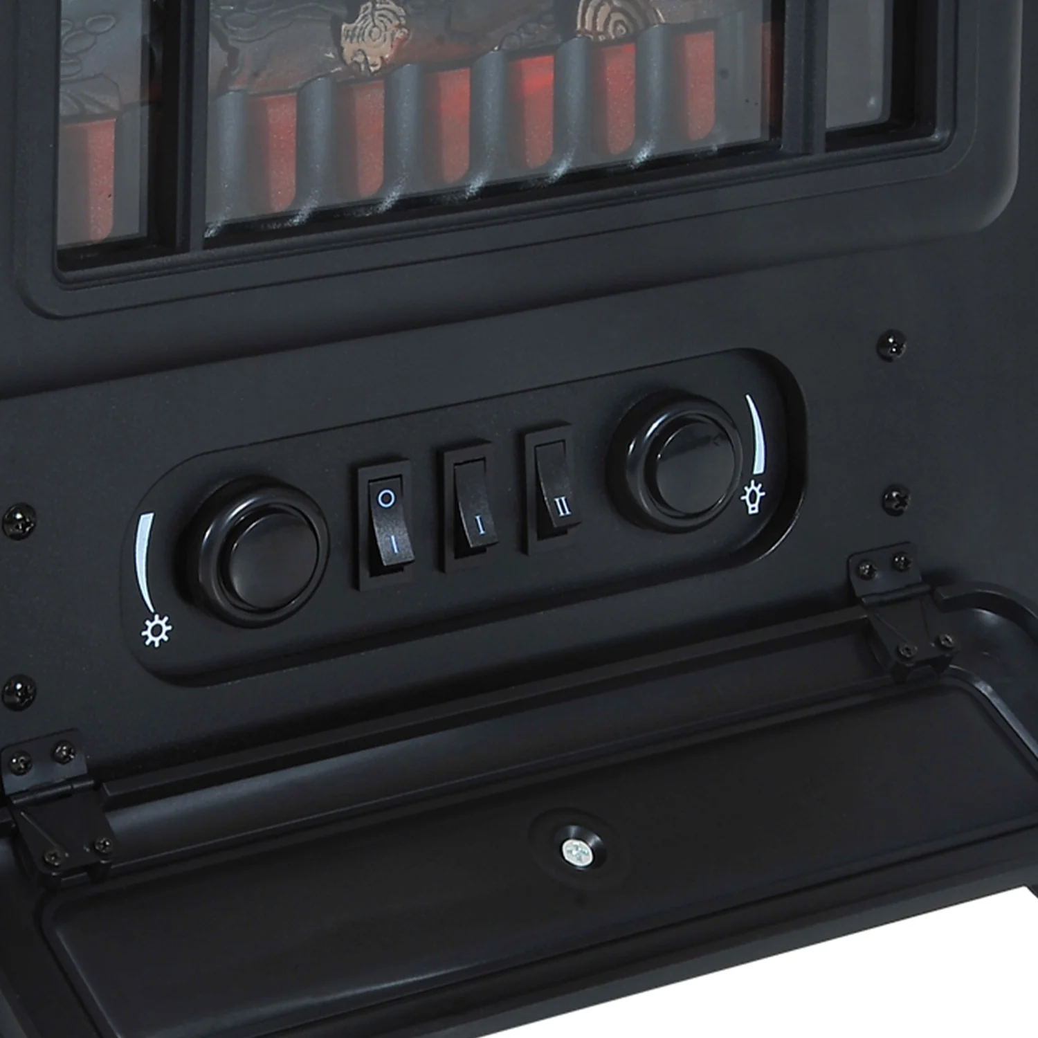 Electric Fireplace Stove Heater with Realistic LED Flames and Logs 750W/1500W Black - Image 11