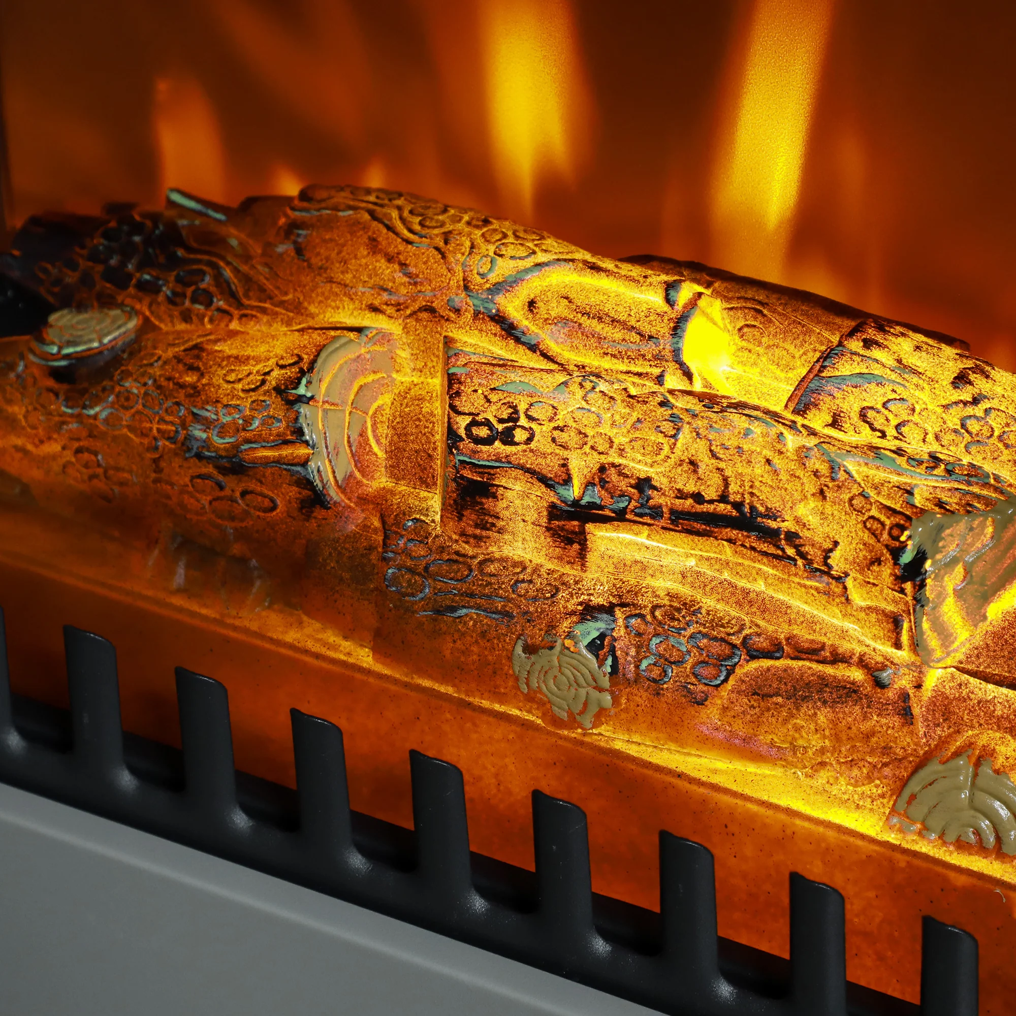 Electric Fireplace Stove Heater with Realistic LED Flames and Logs 750W/1500W Gray - Image 11