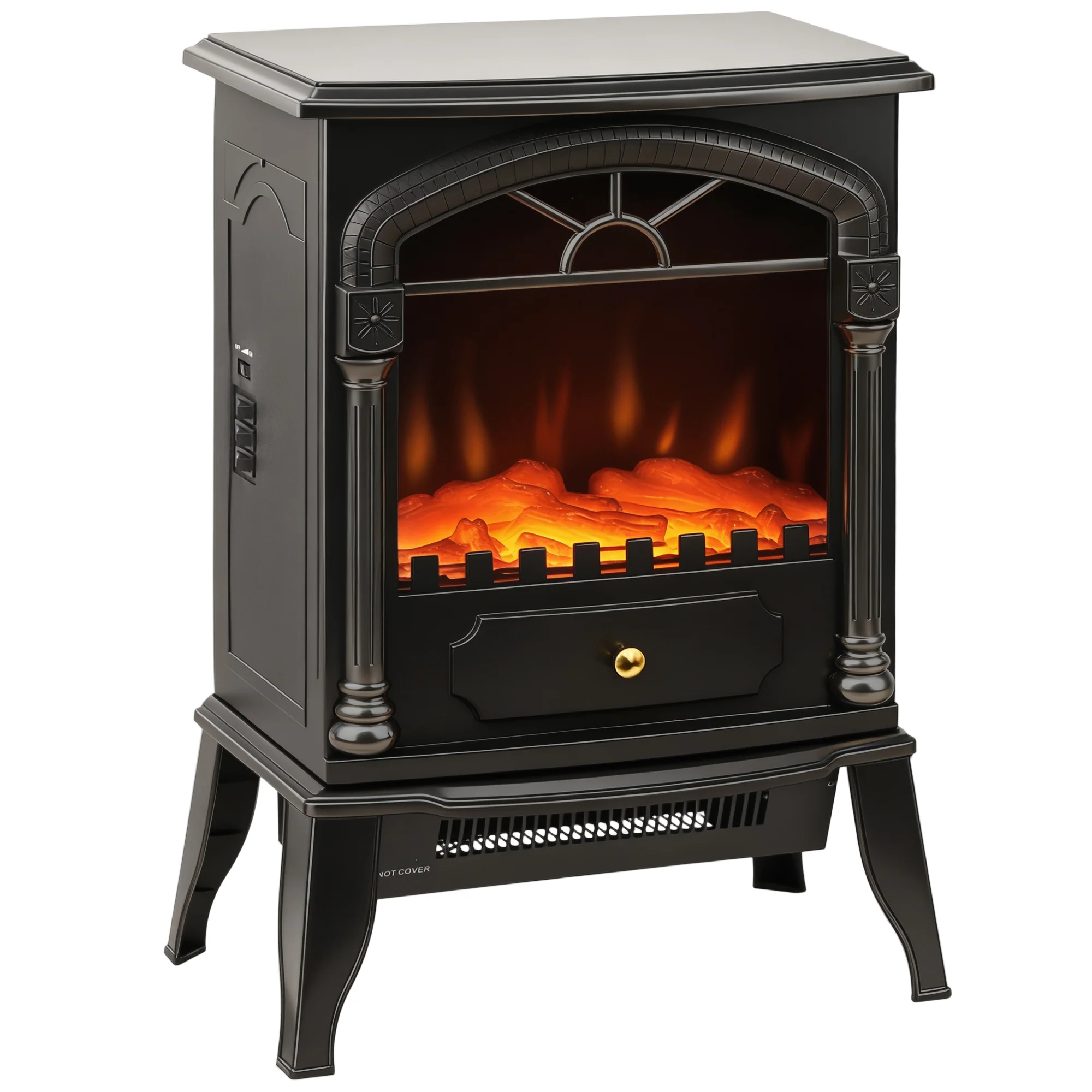 Electric Fireplace Stove Heater with 3D Flame Effect, 2000W/1000W, Freestanding Portable Fireplace with Adjustable Thermostat, 2 Heat Settings for Living Room, Black - Image 12