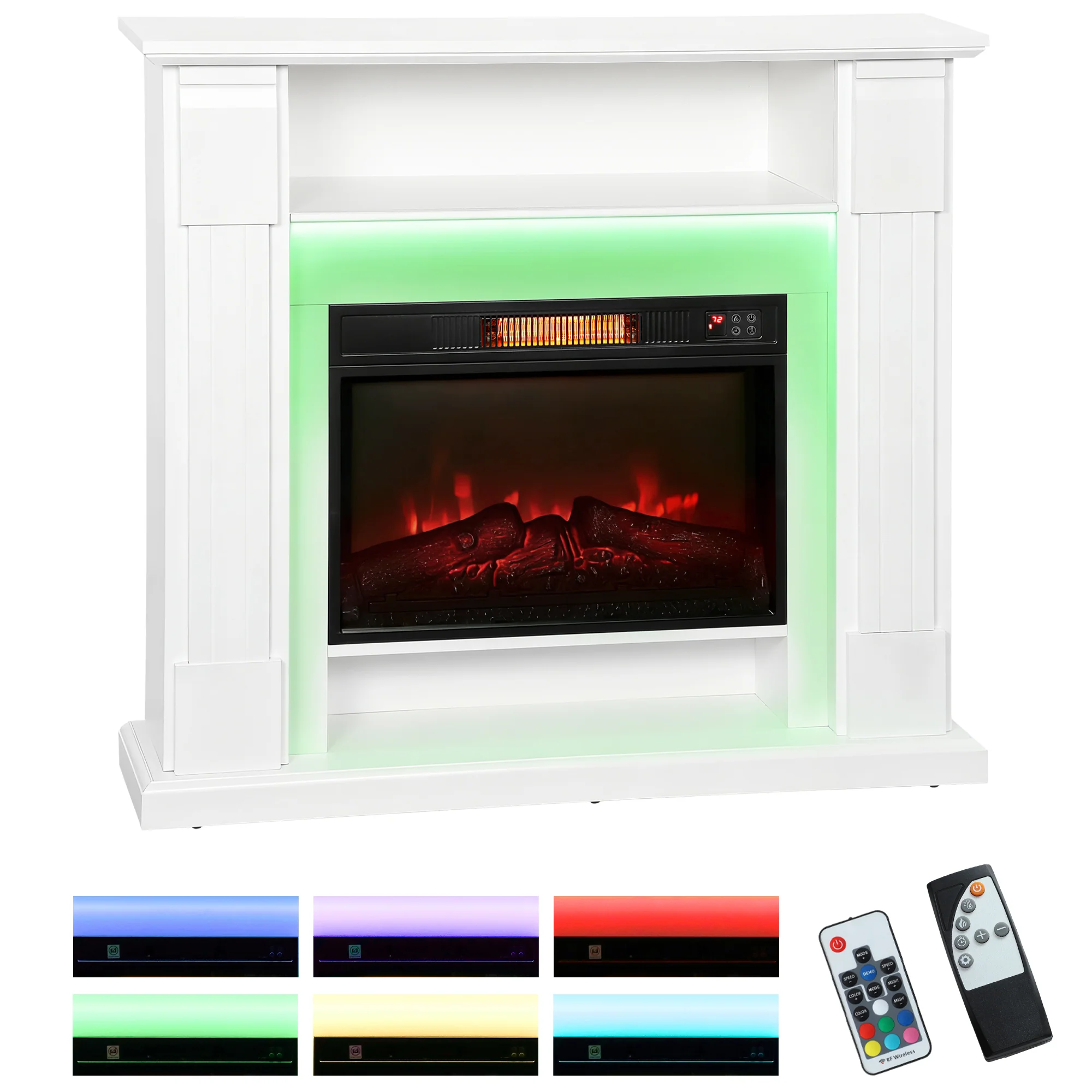 Electric Fireplace 38" 1800W Inset Electric Fire and Mantel Reach up to 30 m?, White