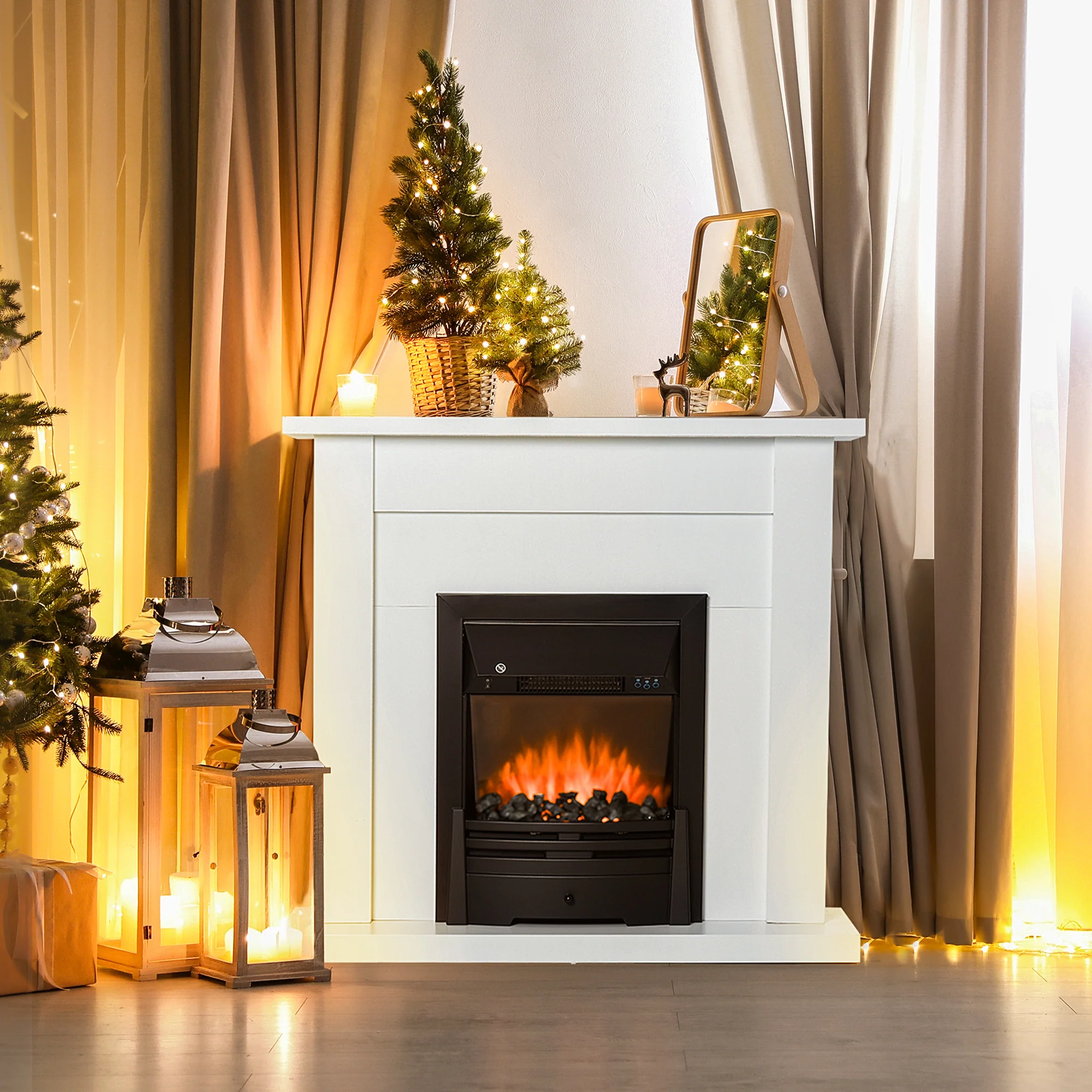 Electric Firplace Suites w/LED Flames, Remote & Overheat Safety Protection 1000W/2000W - Image 3