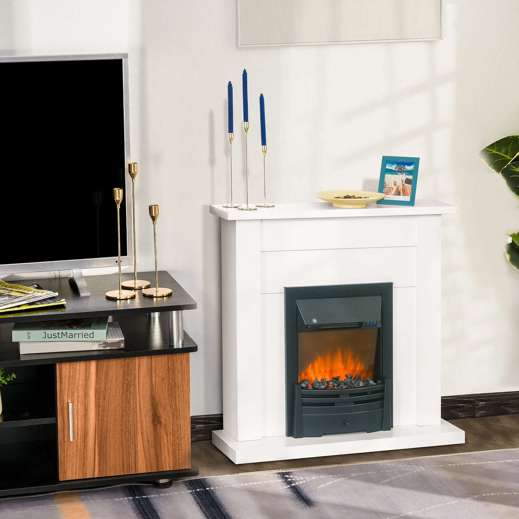 Electric Firplace Suites w/LED Flames, Remote & Overheat Safety Protection 1000W/2000W - Image 4