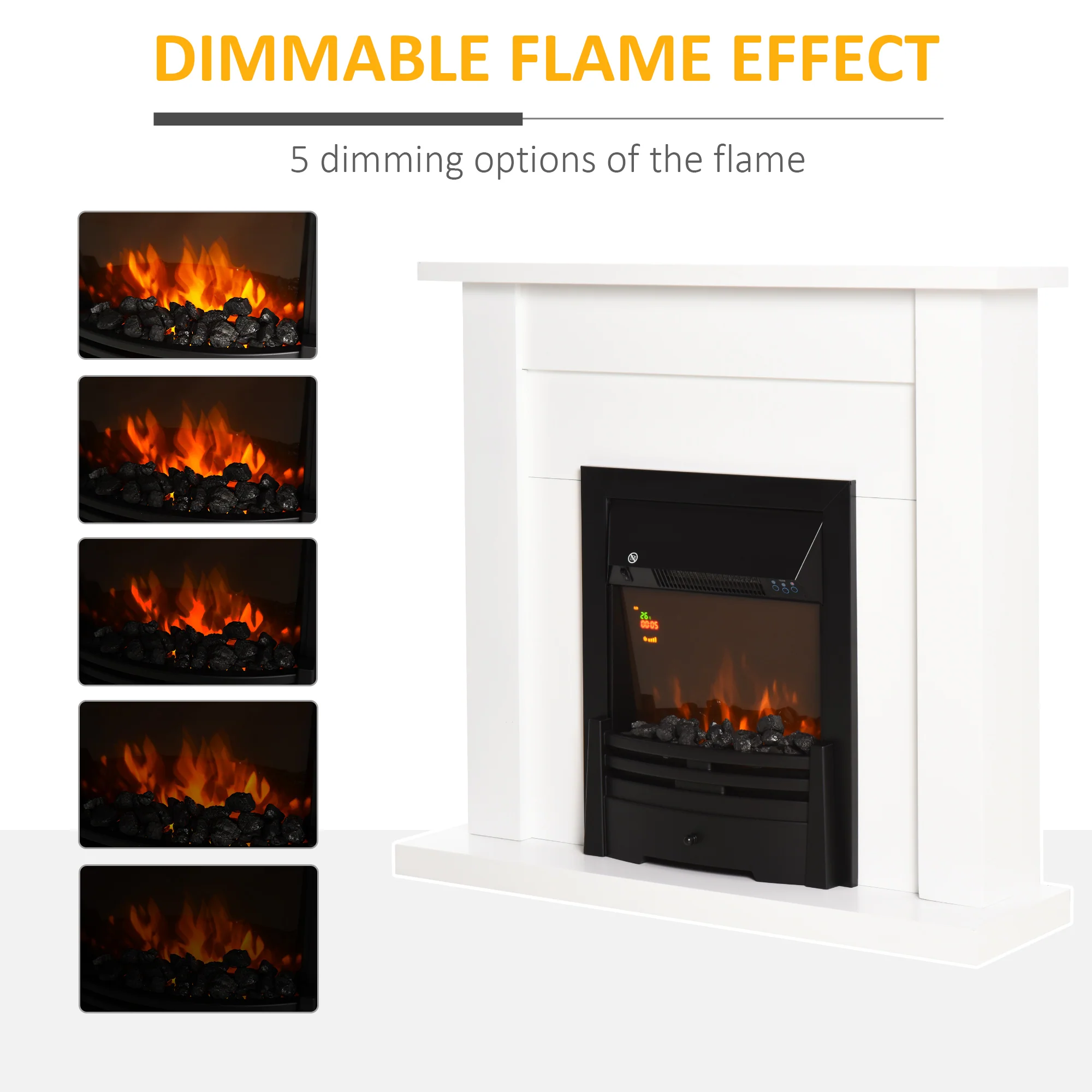 Electric Firplace Suites w/LED Flames, Remote & Overheat Safety Protection 1000W/2000W - Image 6