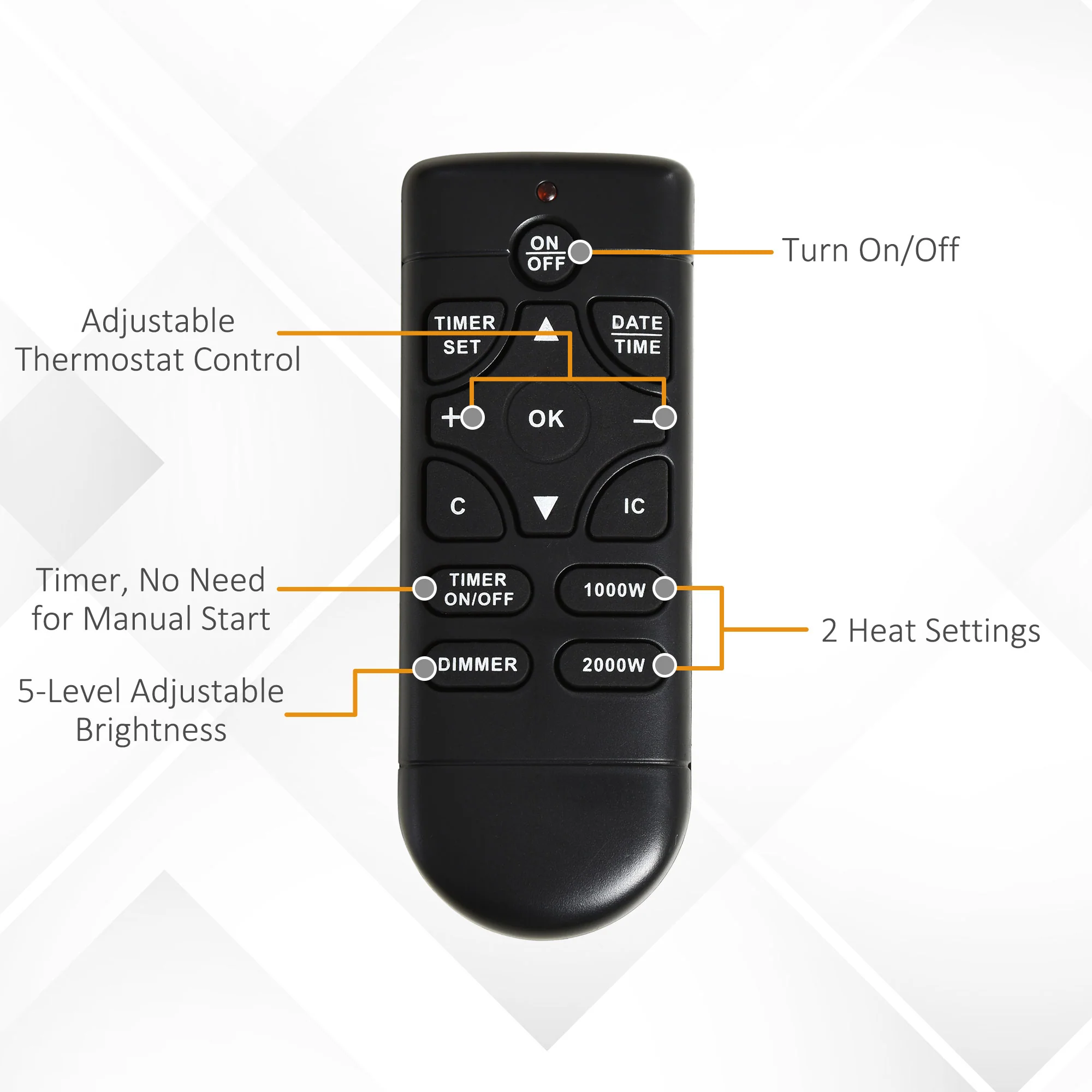 Electric Firplace Suites w/LED Flames, Remote & Overheat Safety Protection 1000W/2000W - Image 8