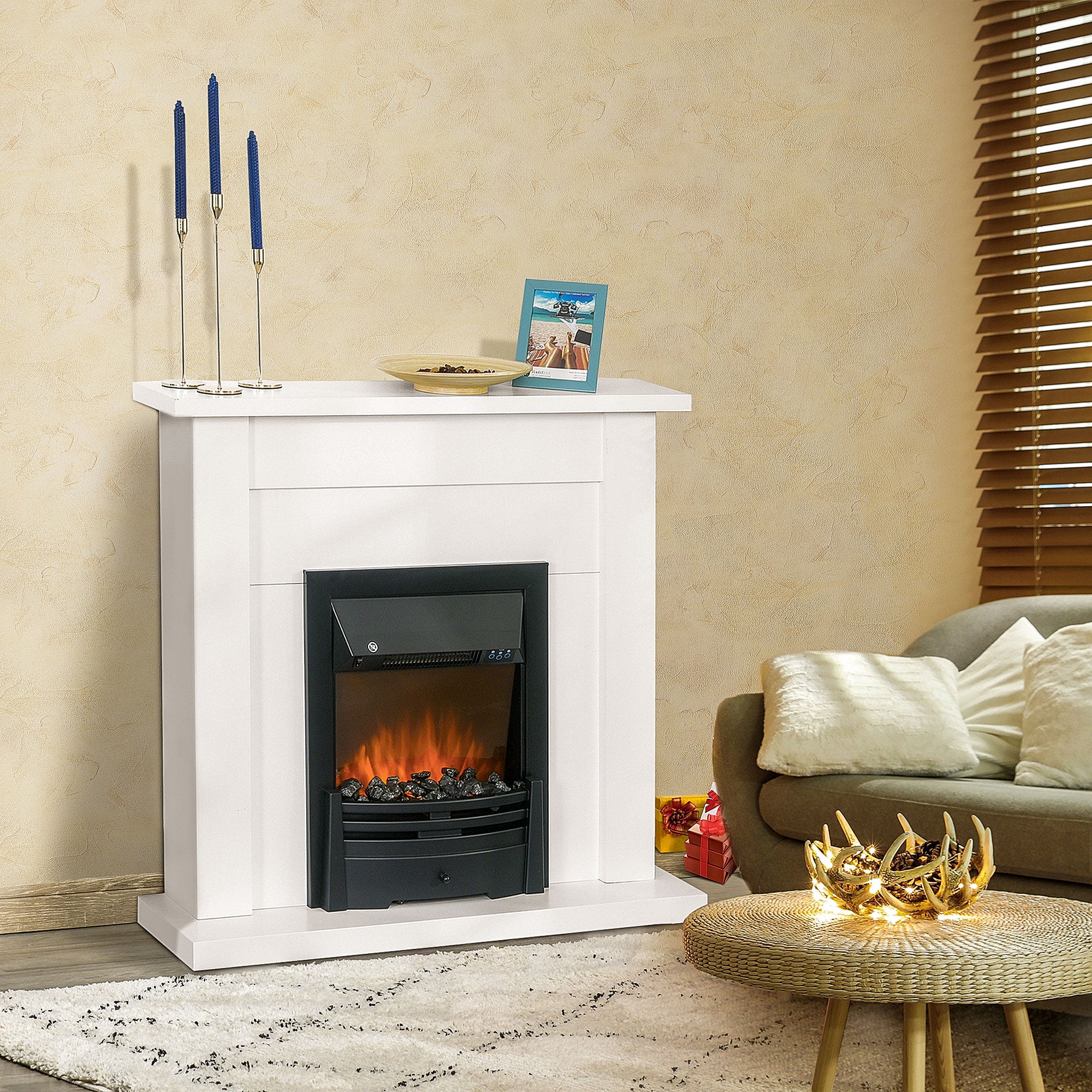 Electric Firplace Suites w/LED Flames, Remote & Overheat Safety Protection 1000W/2000W - Image 9