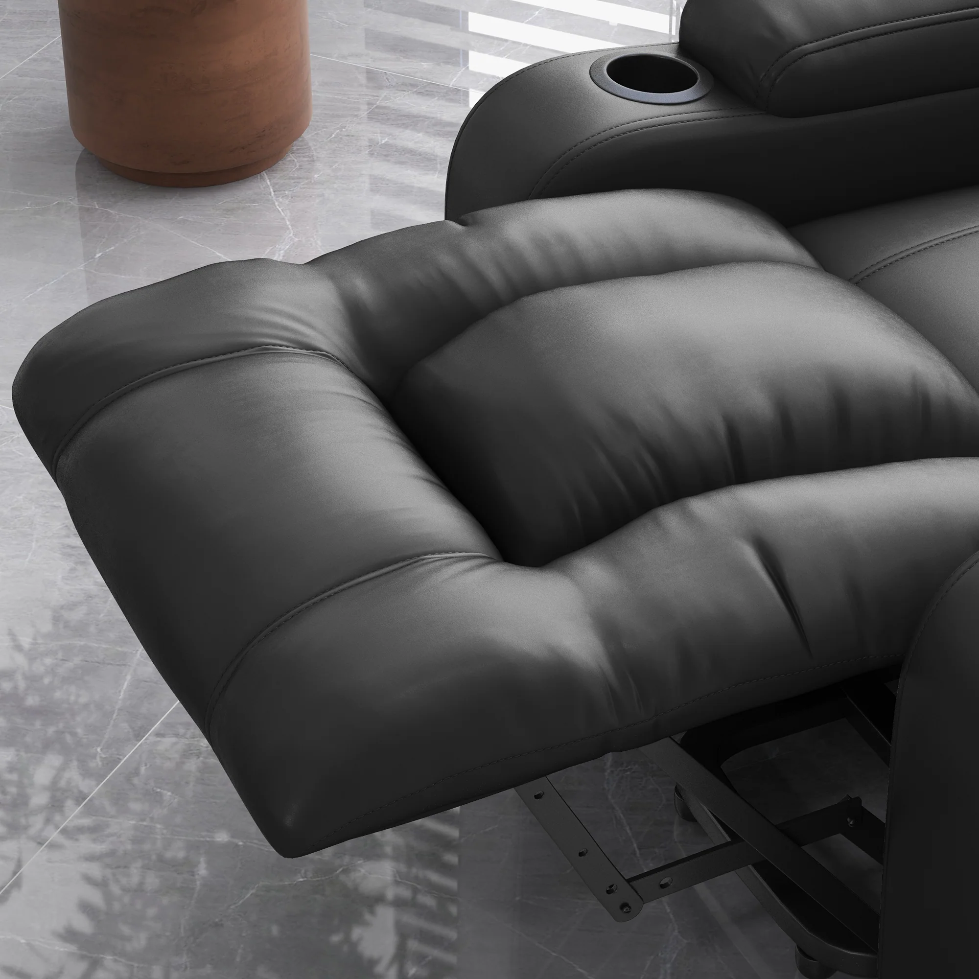 PU Leather Electric Lift Chair with Footrest and Cup Holders, Grey - Image 11