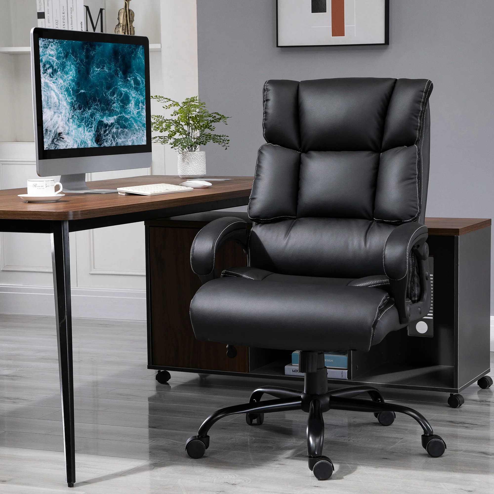 360° Swivel Office Chair, Heavy-Duty Chair with Adjustable Height, 400lbs Capacity, Black - Image 4