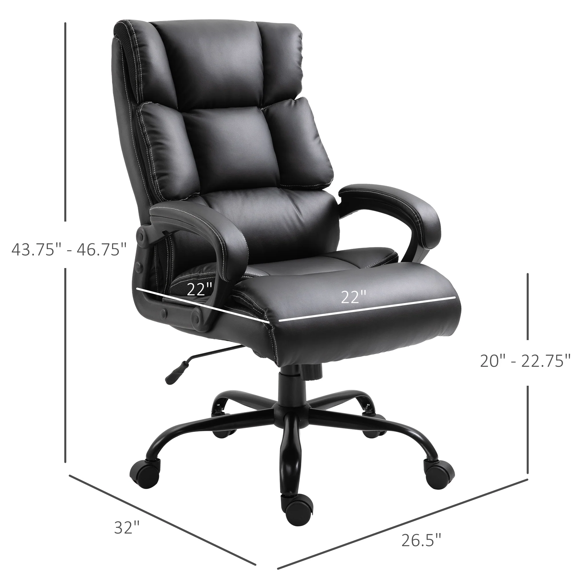 360° Swivel Office Chair, Heavy-Duty Chair with Adjustable Height, 400lbs Capacity, Black - Image 5