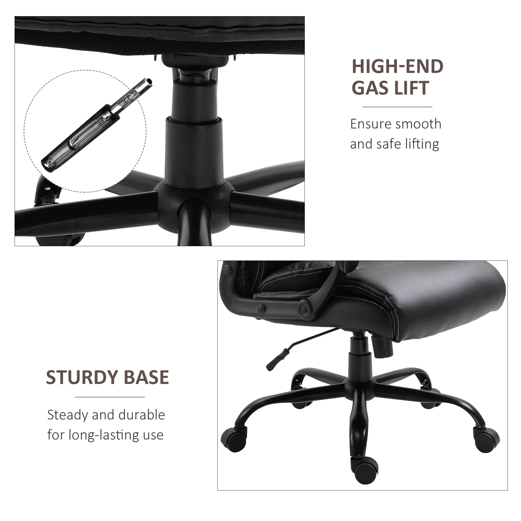 360° Swivel Office Chair, Heavy-Duty Chair with Adjustable Height, 400lbs Capacity, Black - Image 9