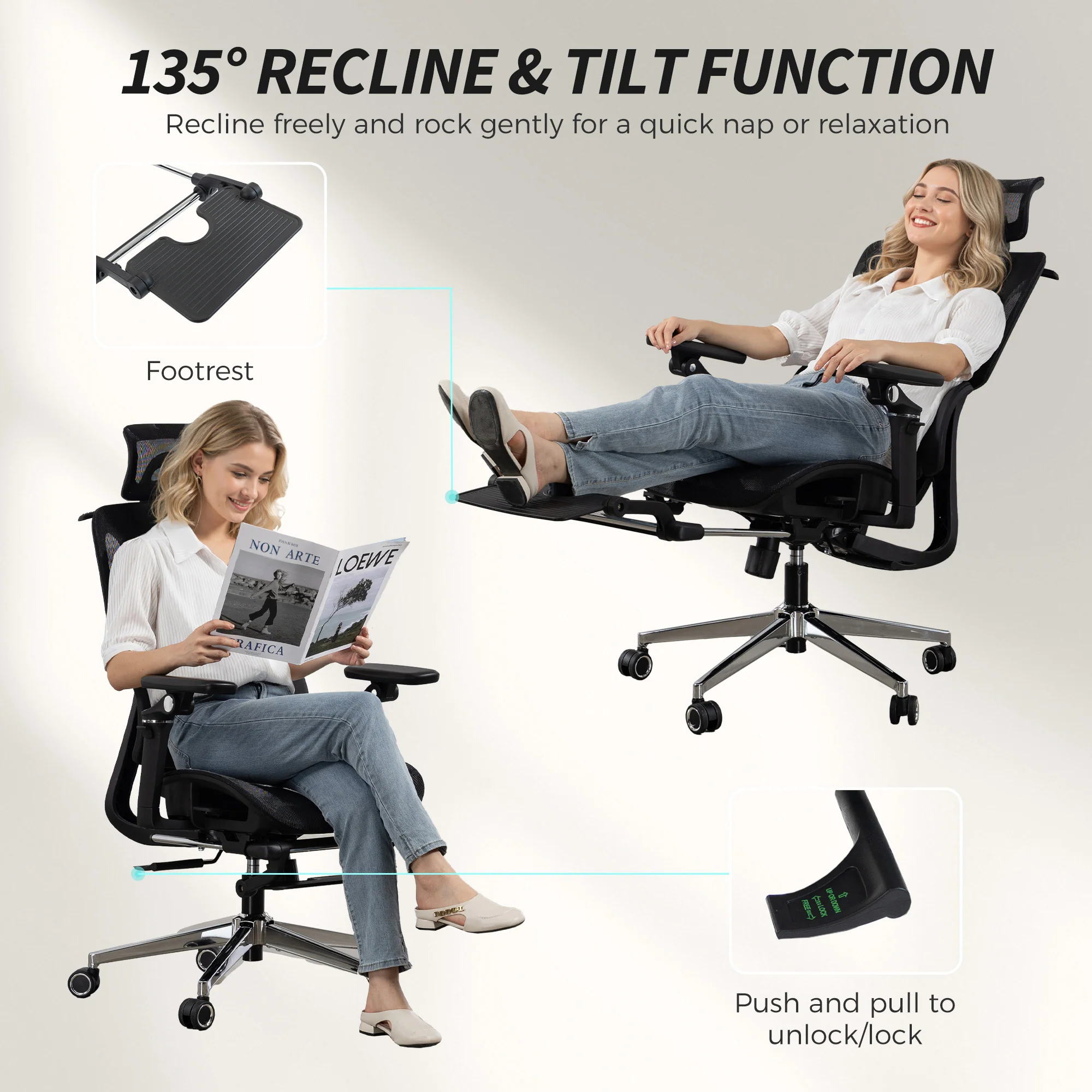 Ultimate Ergonomic Office Chair - Adjustable, Breathable, Supportive, Black - Image 10