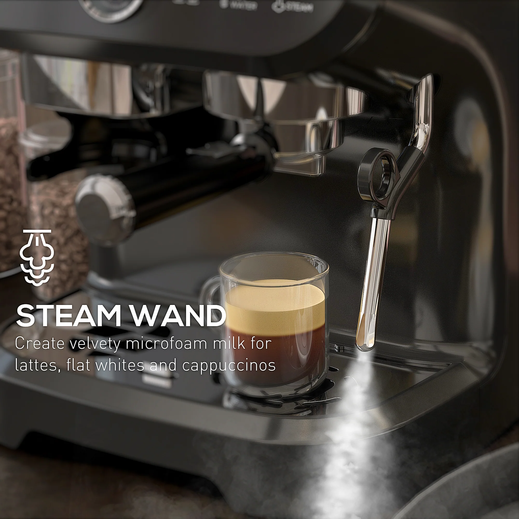 Espresso Machine 15 Bar, Coffee Maker with Milk Frother, Fast Heating, Adjustable Temp, Grinder, Removable Water Tank for Barista Level, Espresso, Latte, Cappuccino, Black - Image 7