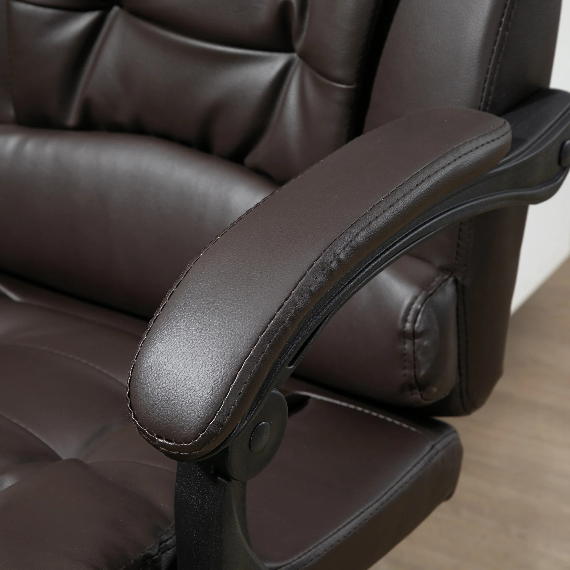 Executive Office Chair High Back Reclining Computer Chair with Footrest and Armrest Coffee - Image 11