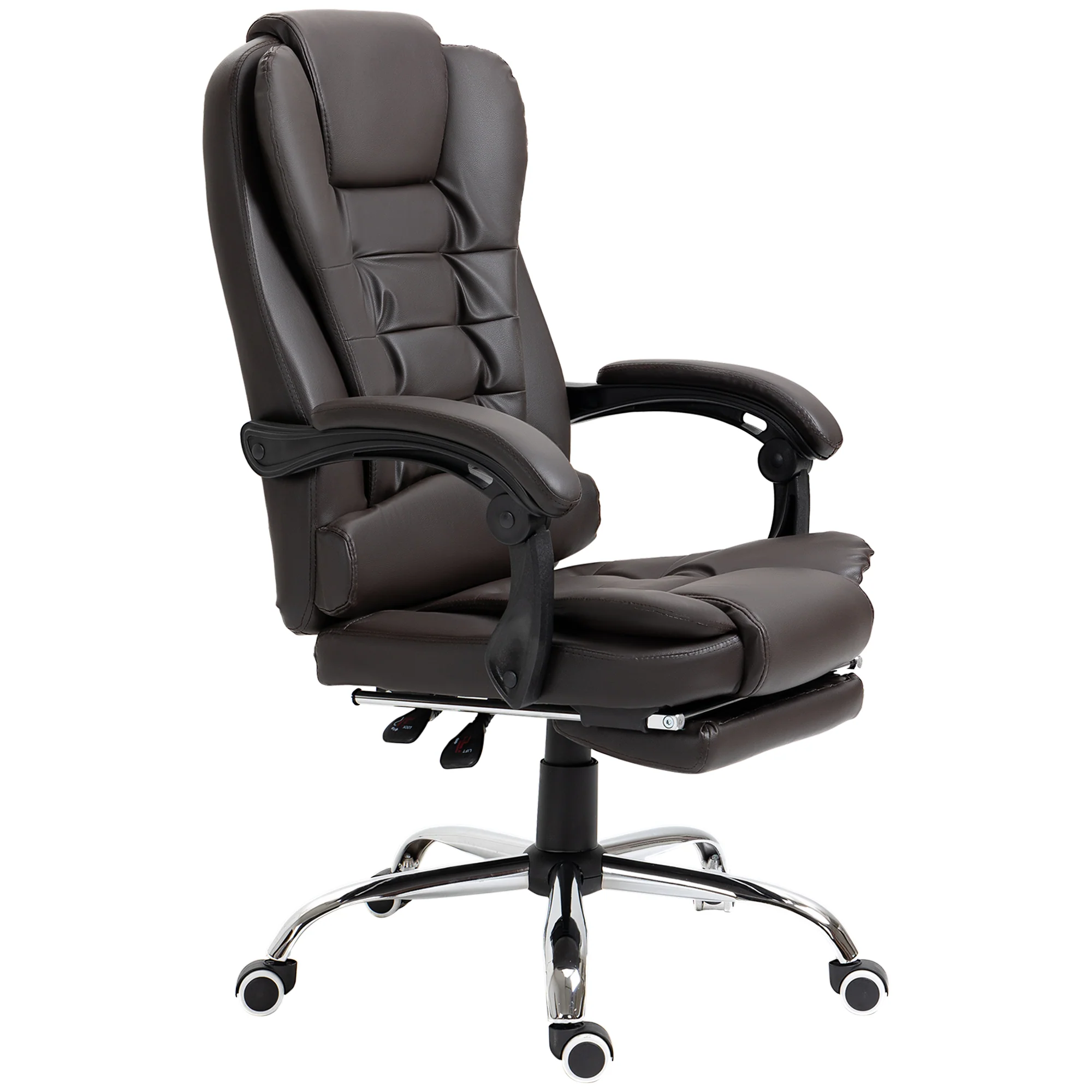 Executive Office Chair High Back Reclining Computer Chair with Footrest and Armrest Coffee - Image 2