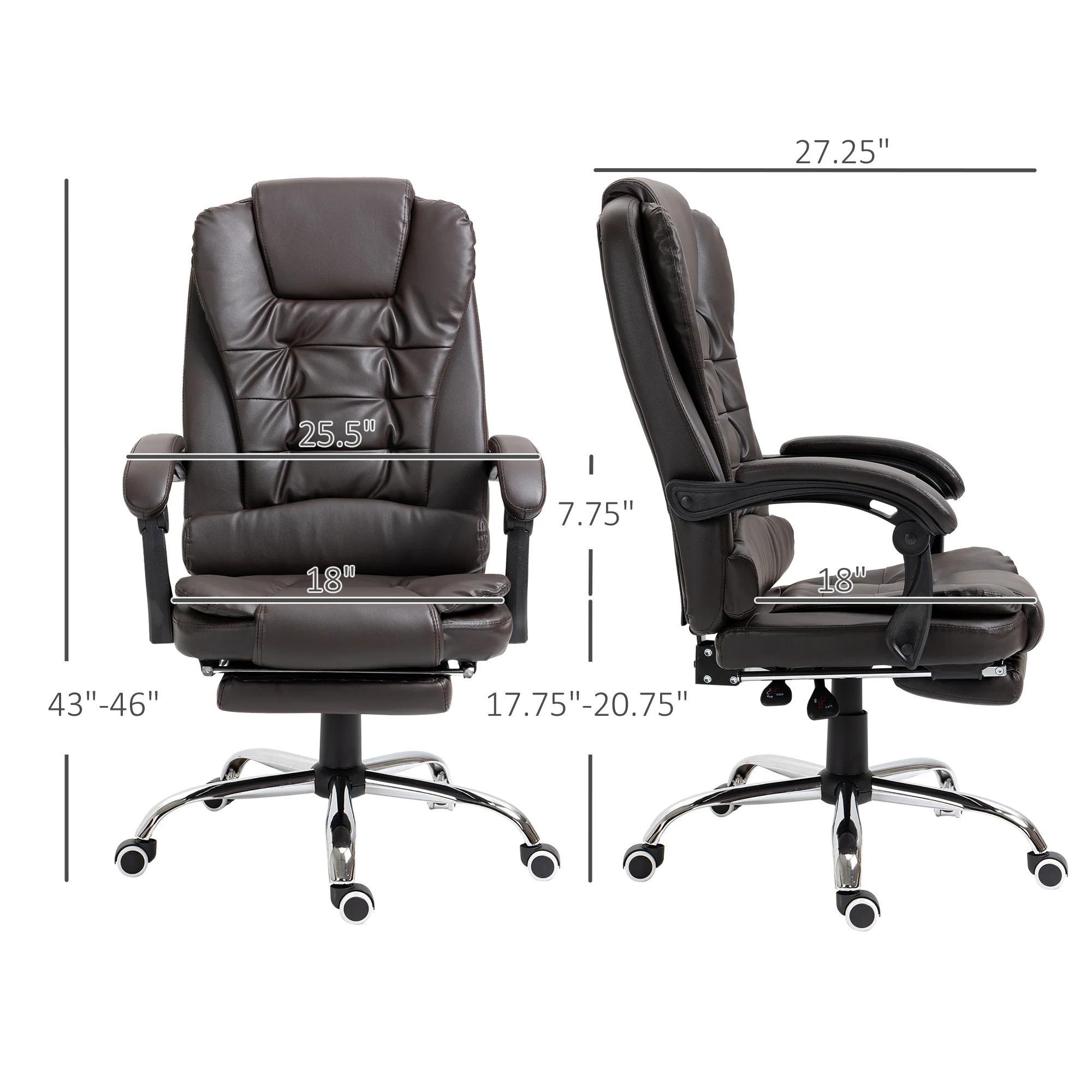 Executive Office Chair High Back Reclining Computer Chair with Footrest and Armrest Coffee - Image 5