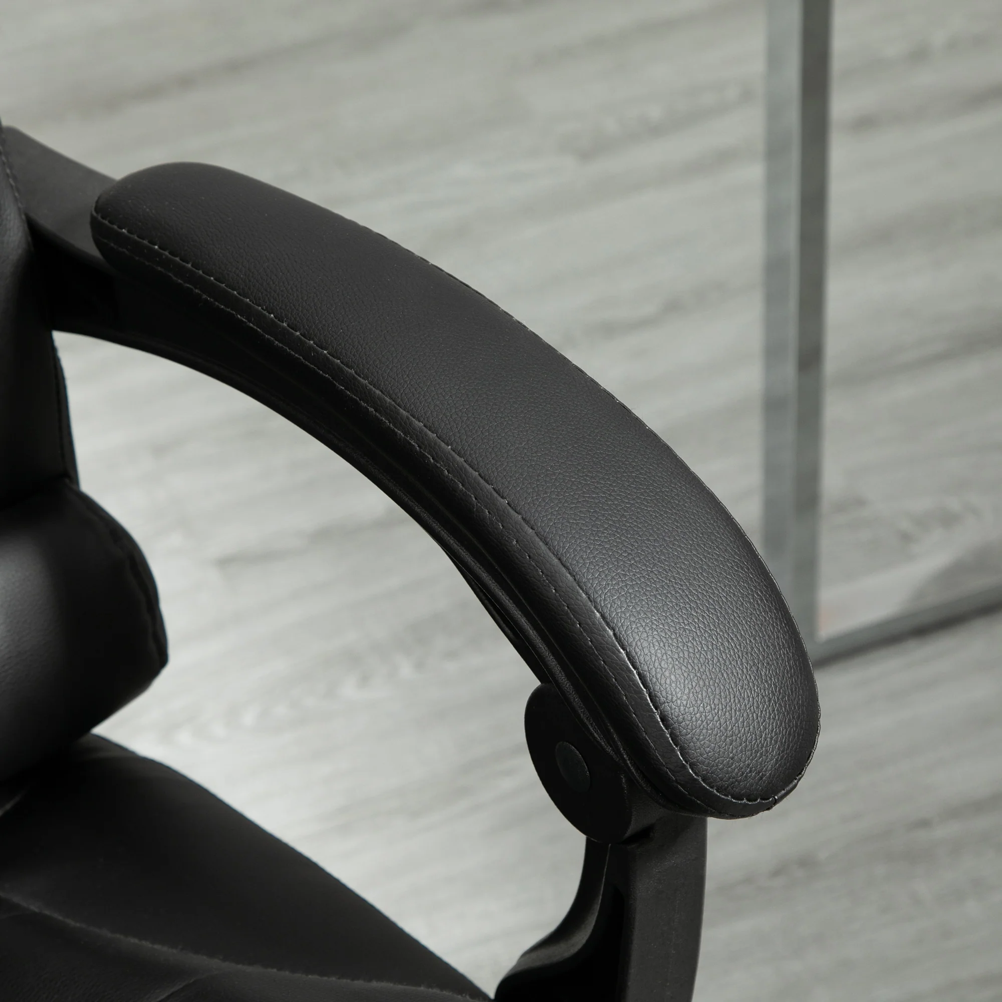 Executive Office Chair, PU Leather Home Desk Chair with Reclining Back & Footrest, Black - Image 10