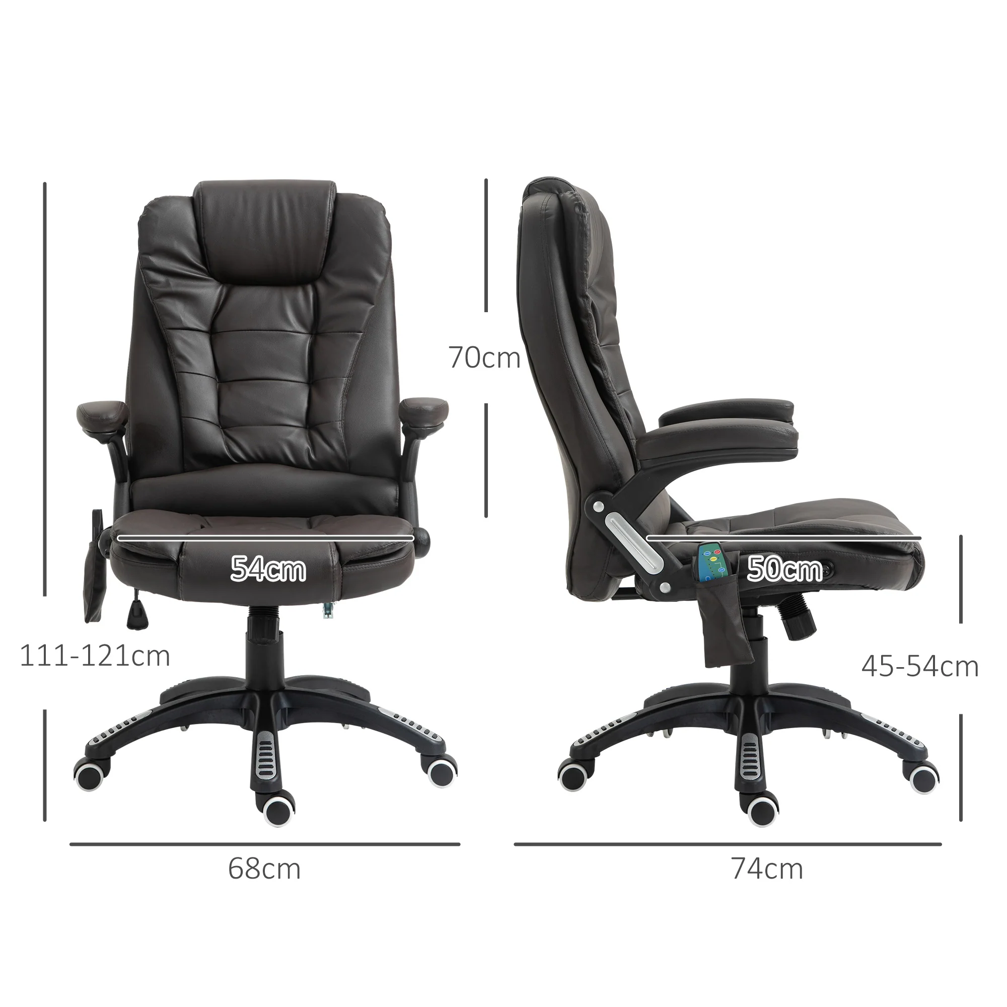 Executive Office Chair with Massage and Heat, High Back PU Leather Computer Chair, Brown - Image 5