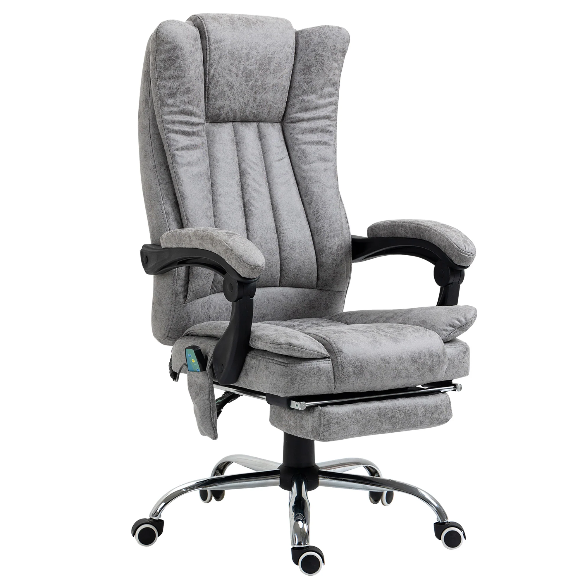 6-Point Executive Office Chair with Footrest, 360° Swivel Reclining Computer Chair, Grey
