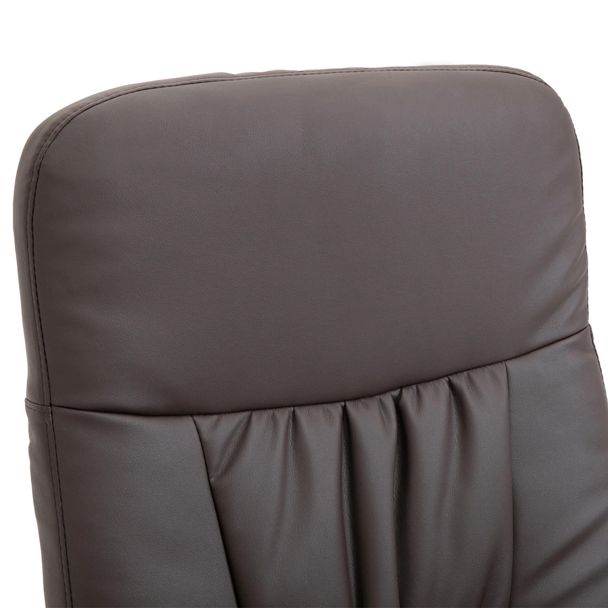 Swivel PU Leather Recliner Chair with Footstool, High Back and Round Base, Brown - Image 10
