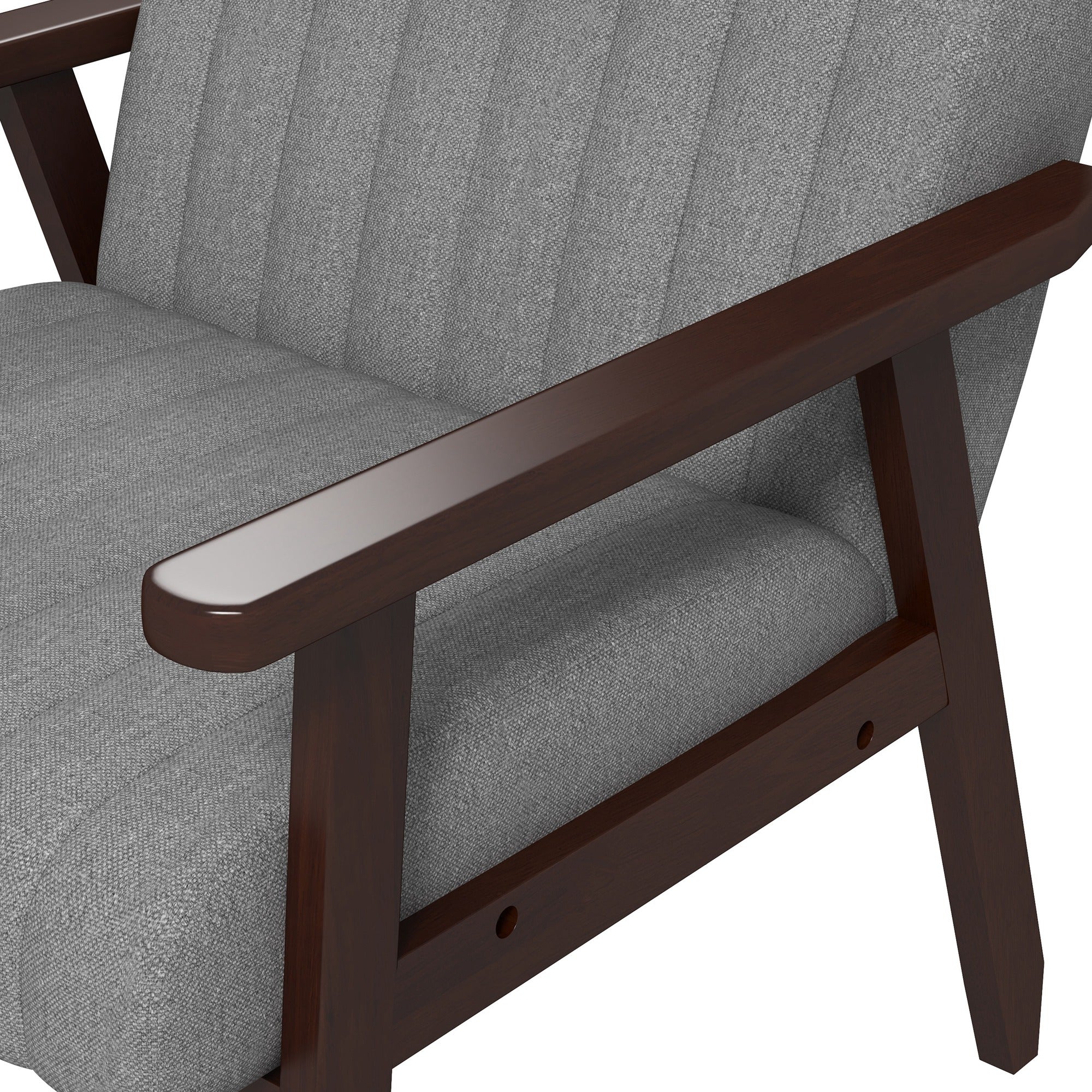 Fabric Accent Chair, Modern Tufted Armchair Upholstered Lounge Chair with Wood Legs, Grey - Image 12